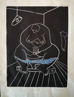 Meditazione, Opera stampata a mano, Linocut