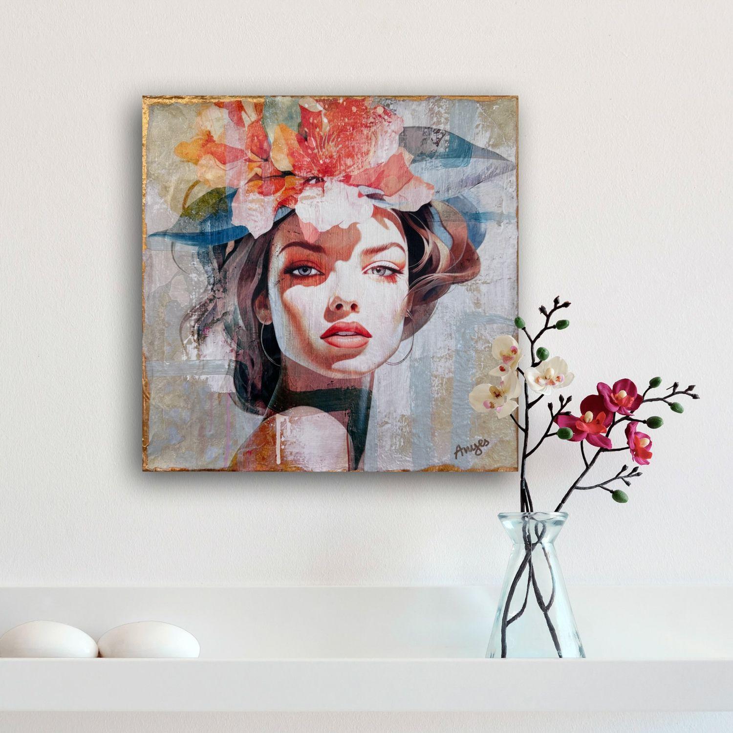 Desafío y Pintura, Técnica Mixta sobre Lienzo - Mixed Media Art Contemporáneo de Anyes Galleani