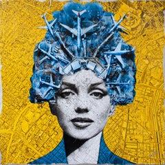 Marilyn la dea, tecnica mista su pannello di Wood
