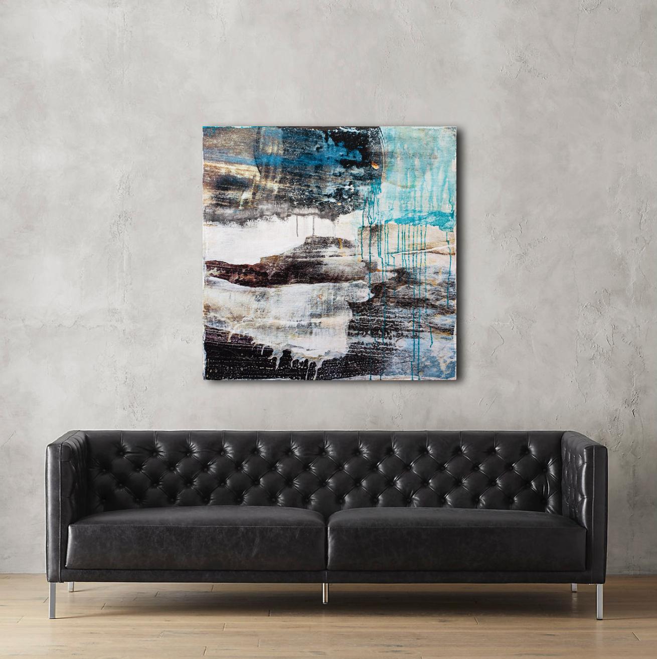 Melting, Mixed Media on Wood Panel - Contemporary Mixed Media Art by Anyes Galleani