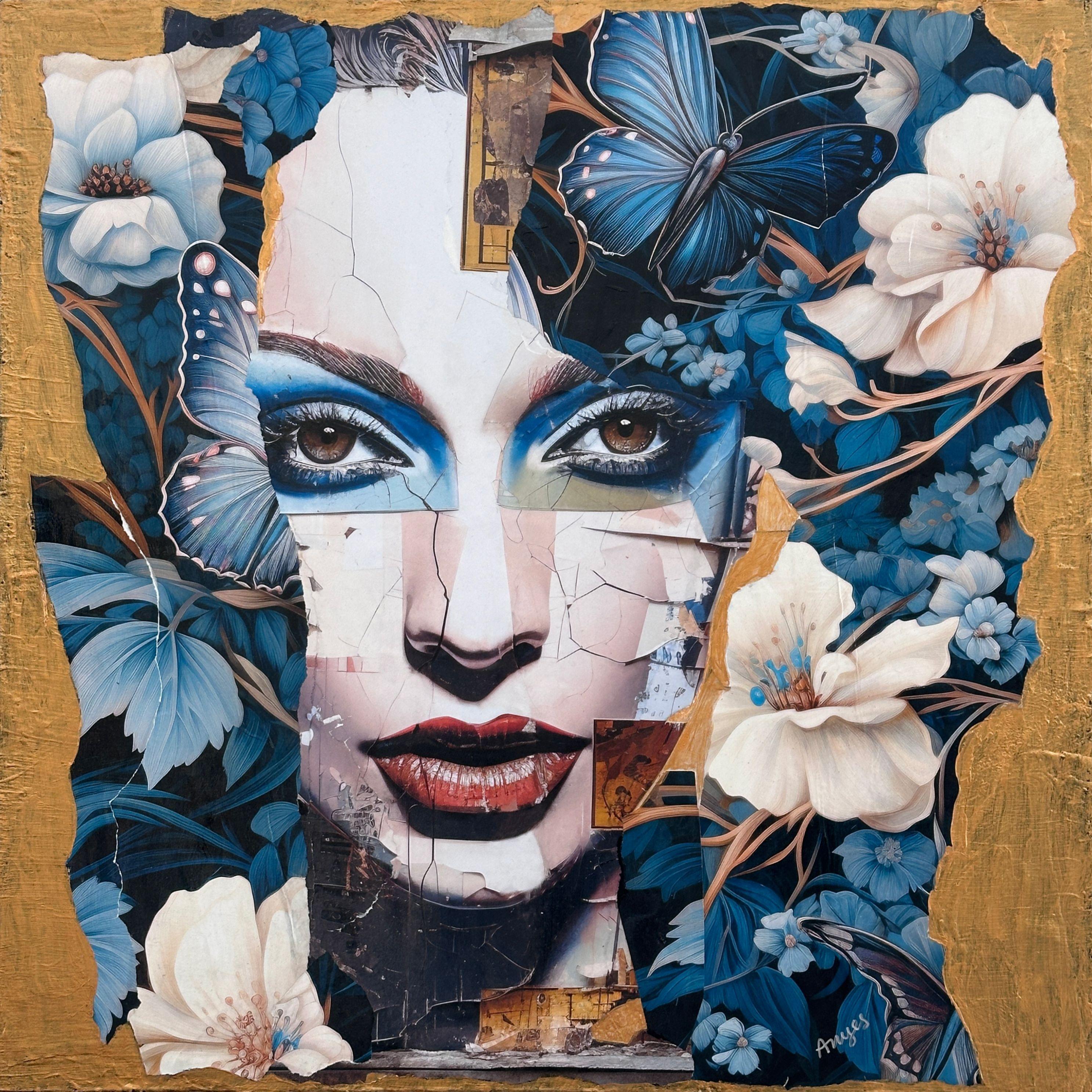The Butterflies Collage, Mixed Media on Wood Panel - Mixed Media Art by Anyes Galleani