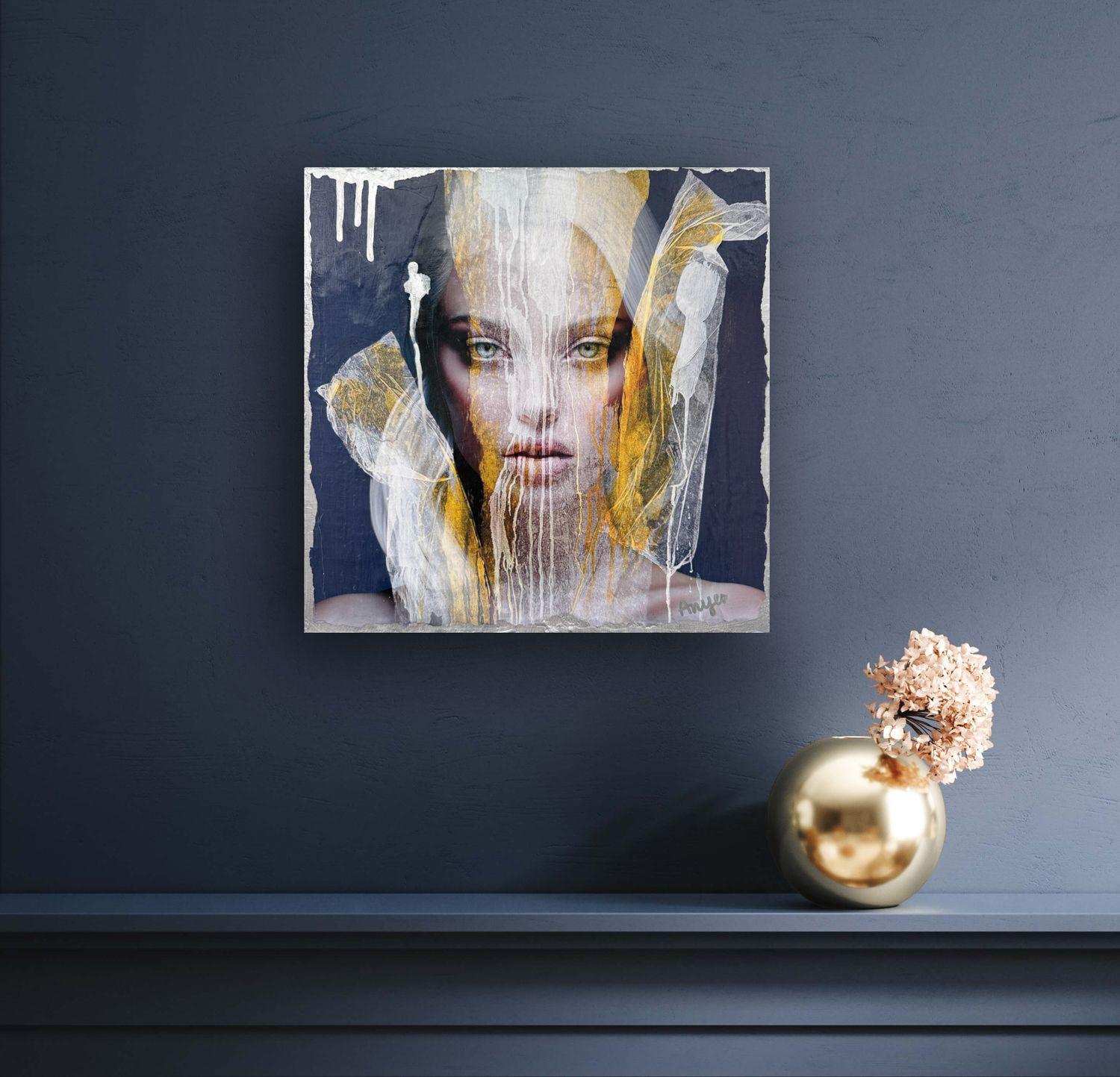 Gli occhi e la goccia, tecnica mista su tela - Mixed Media Art Moderno di Anyes Galleani
