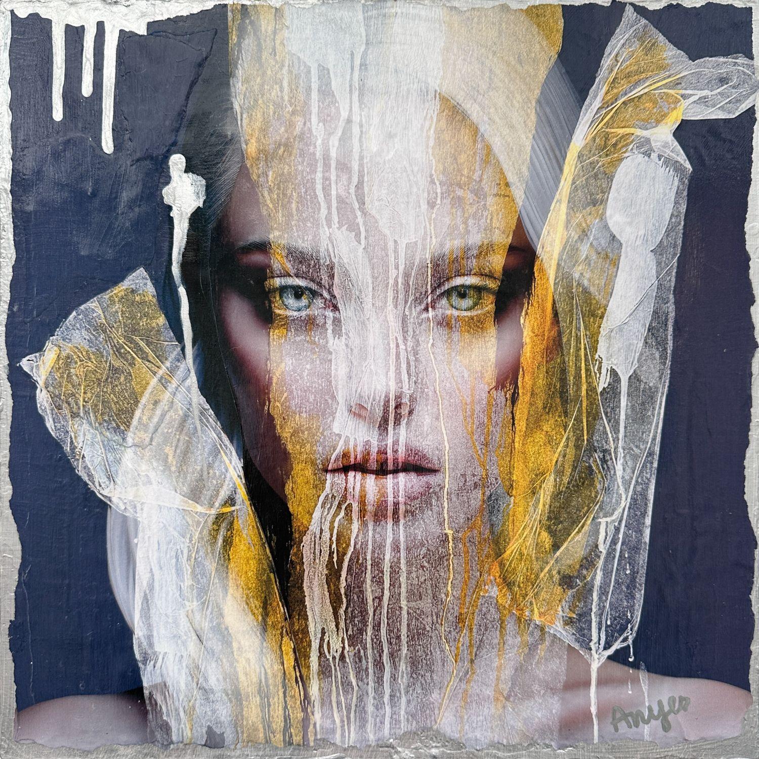 Gli occhi e la goccia, tecnica mista su tela - Mixed Media Art di Anyes Galleani