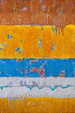 Abstrakt-rustikales Gemälde, Acryl auf Holzplatte