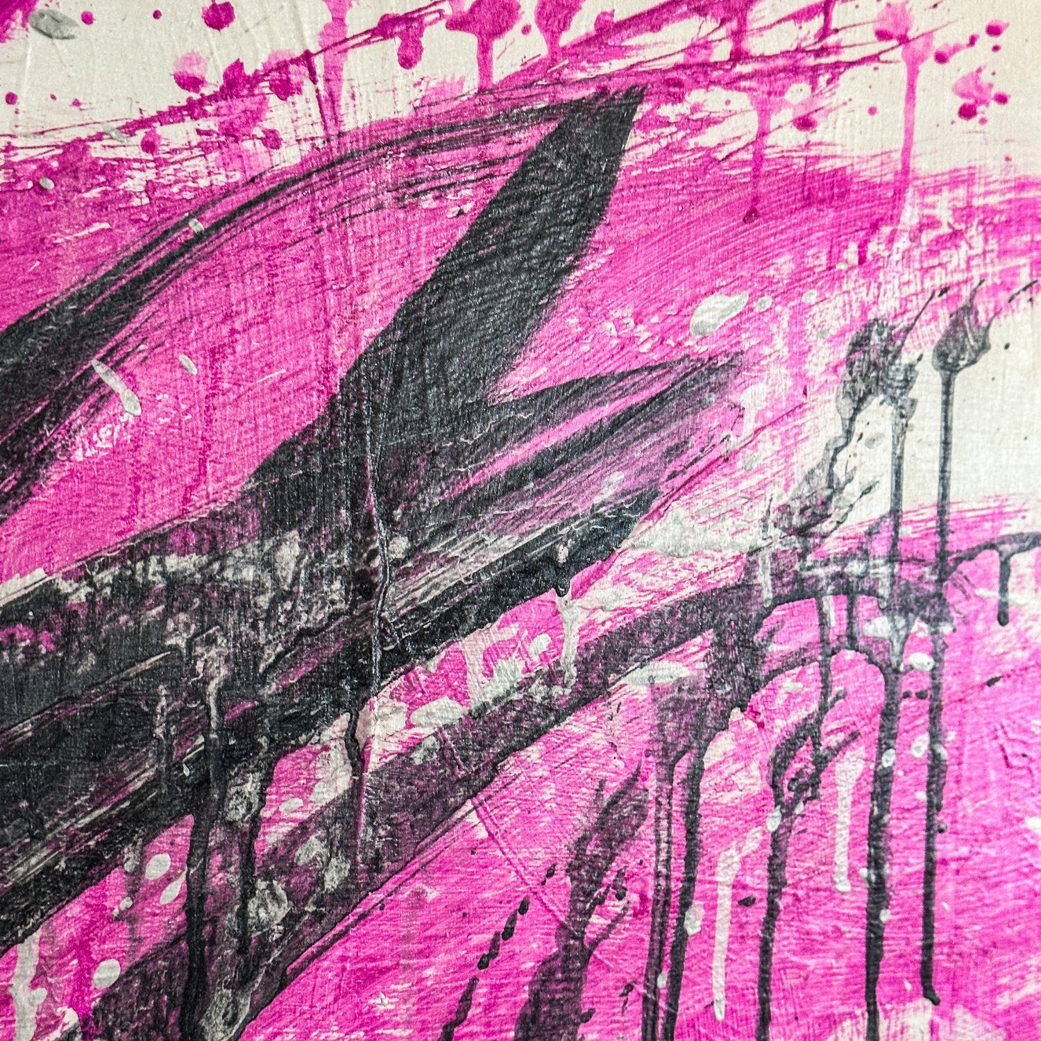 Force of Nature (Pink & Silver), Painting, Acrylic on Paper For Sale 1