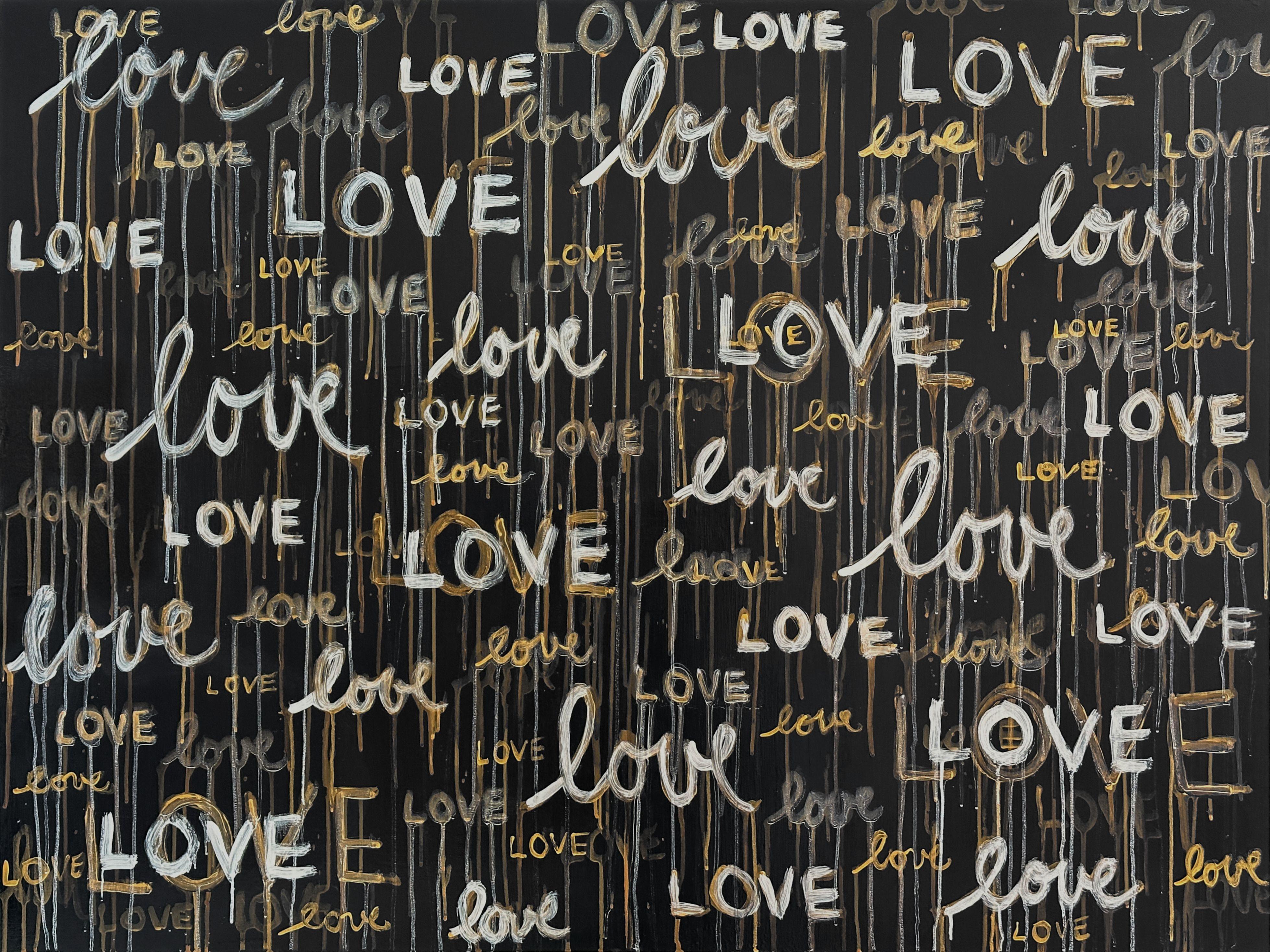 Beaucoup d'amour et d'or, peinture, acrylique sur panneau de bois - Painting de Anyes Galleani