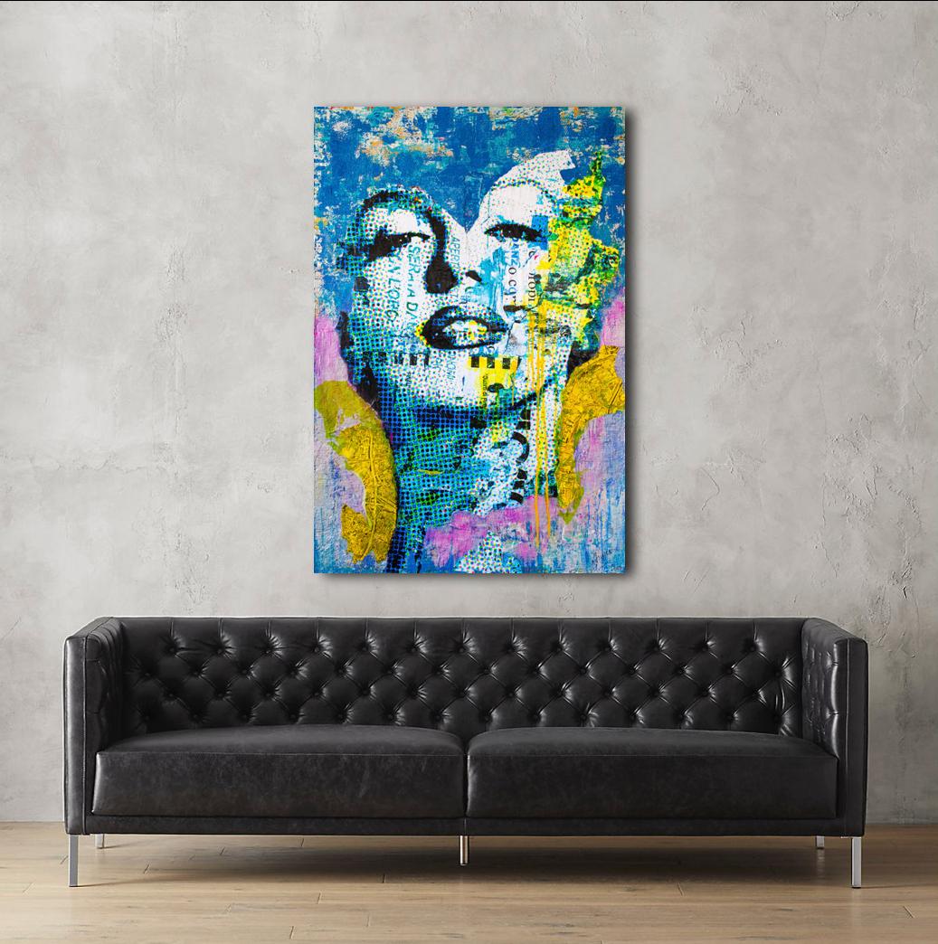 Marilyn Like  a Goddess, Painting, Acrylic on Wood Panel For Sale 1