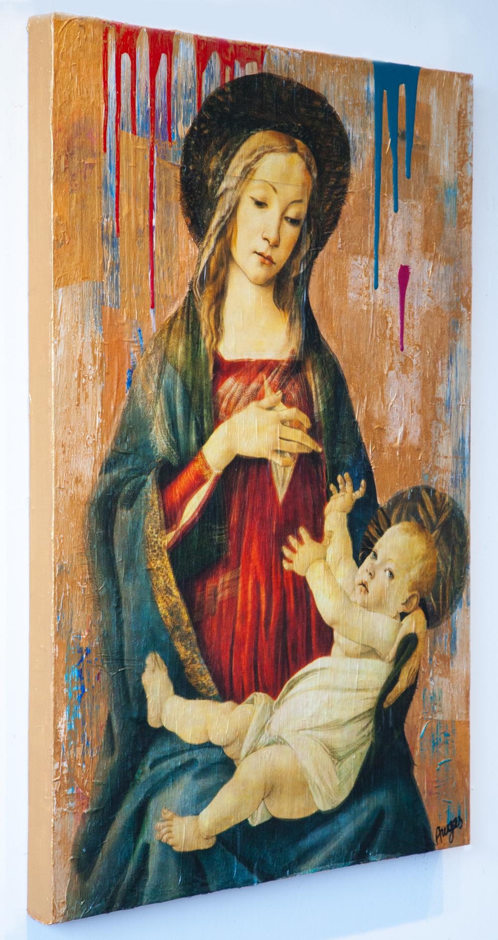 Madonna recuperada, Pintura, Acrílico sobre panel de madera - Painting Arte callejero de Anyes Galleani