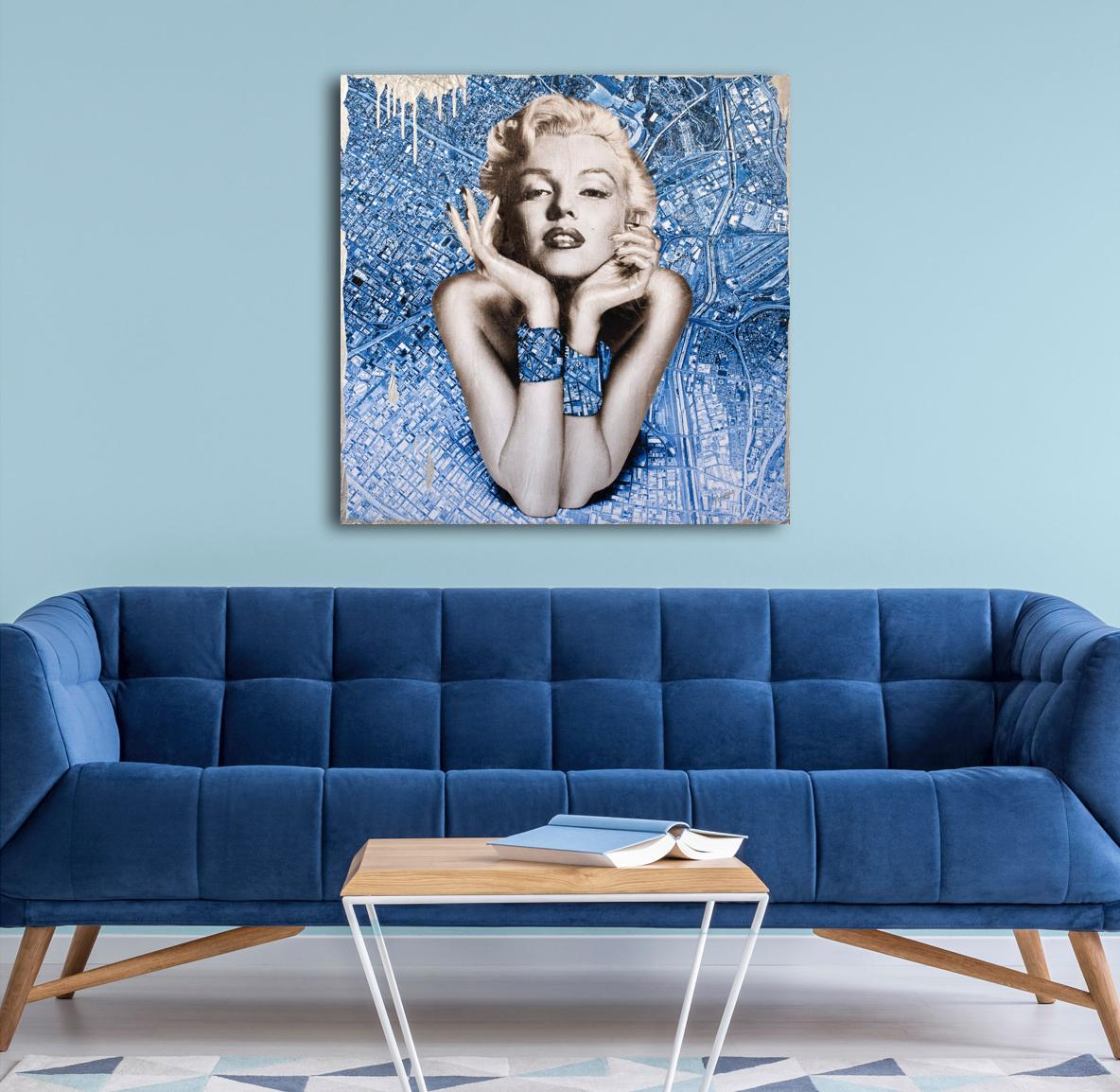 Urban Marilyn, Painting, Acrylic on Wood Panel For Sale 1