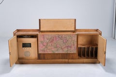 Giuseppe Anzani Midcentury bar cabinet with stunning glazed ceramic panel - 1950