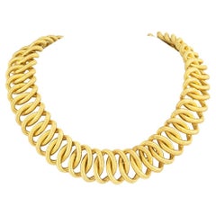 Anzelmo Oval Florentine Yellow Gold Link Necklace