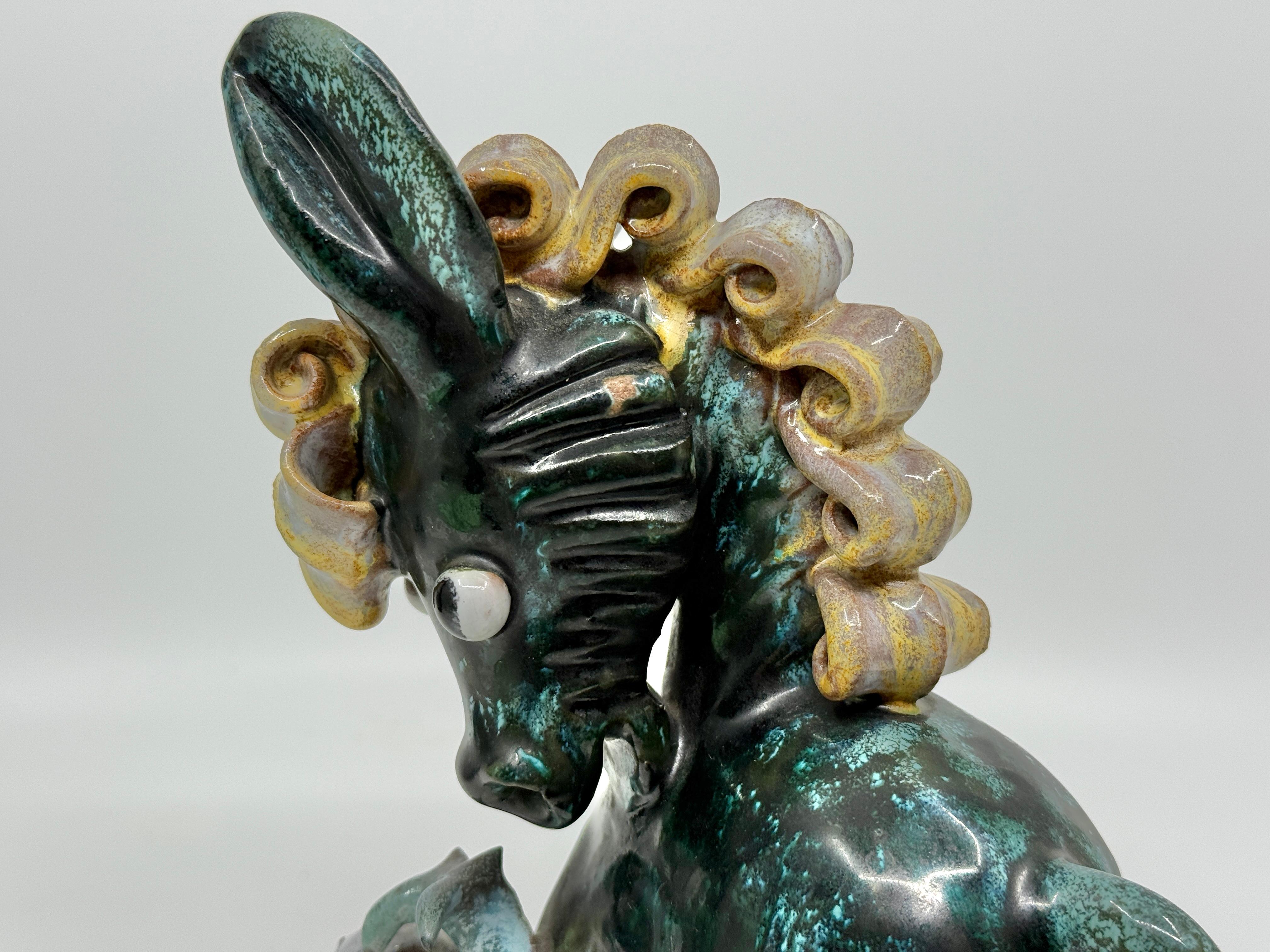 Austrian Anzengruber Keramik Wien Donkey Retailed by Rasper & Sohne For Sale