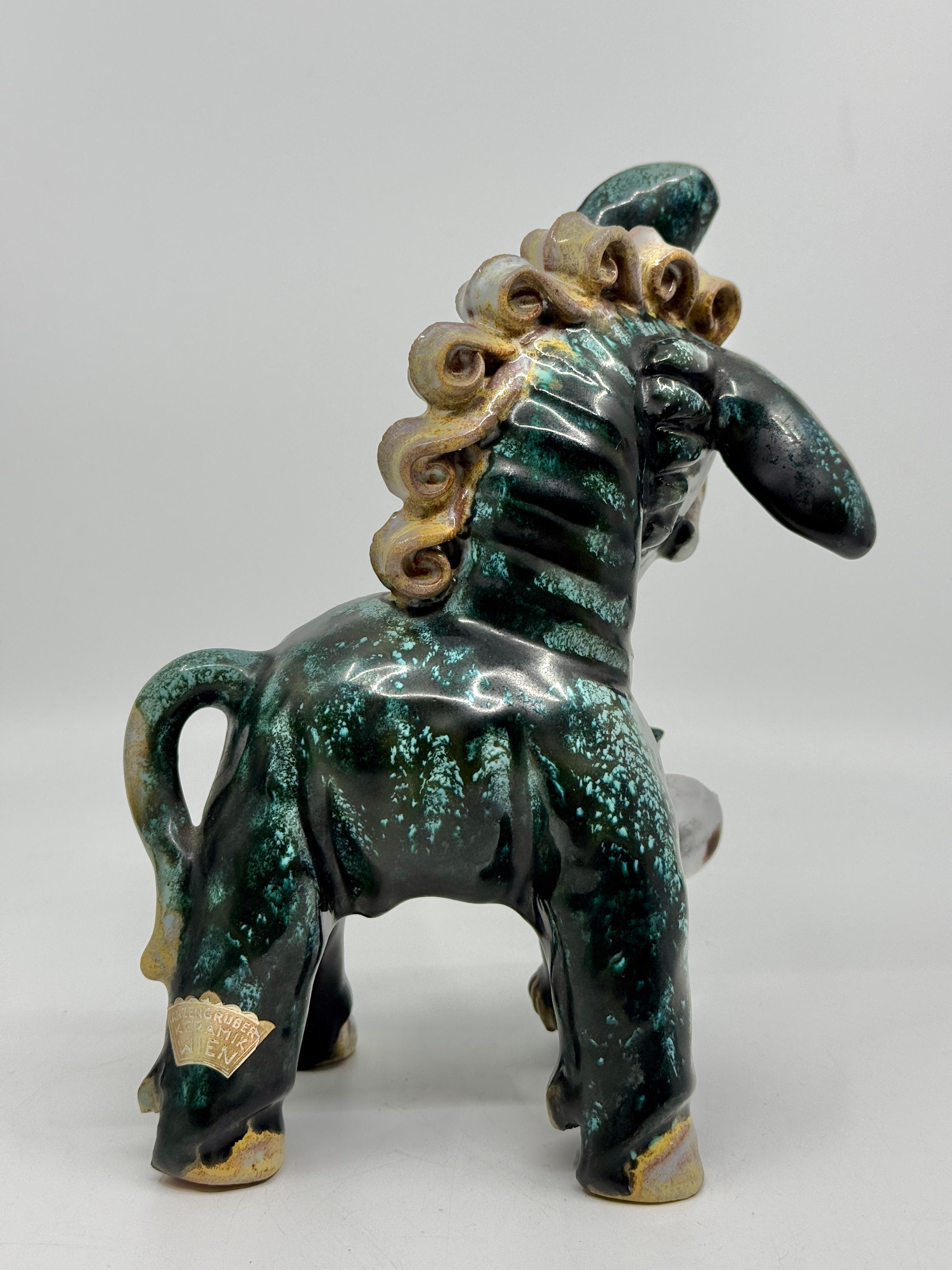 Mid-20th Century Anzengruber Keramik Wien Donkey Retailed by Rasper & Sohne For Sale