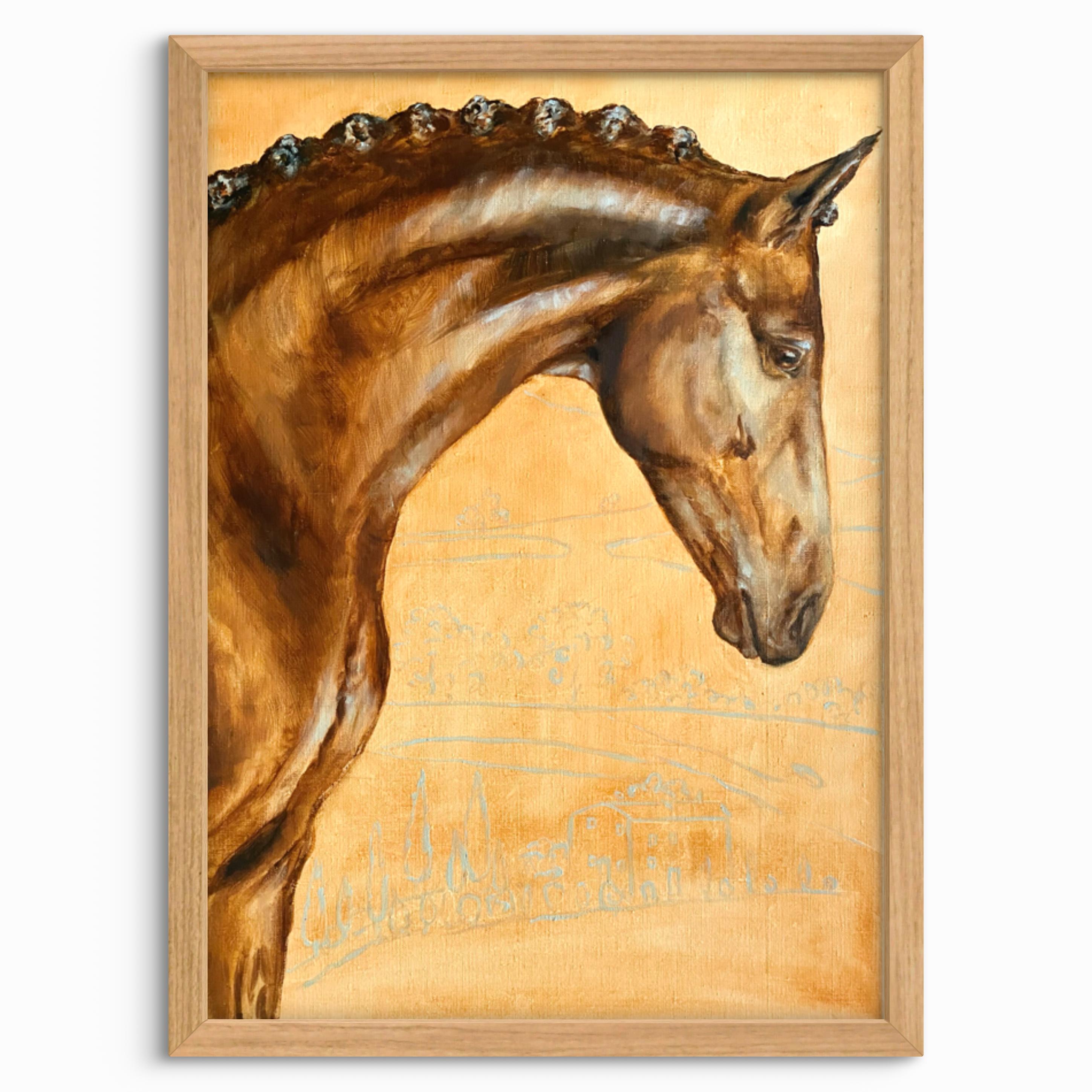 Elegancia en la Contemplación - Painting de Anzhelika Muzychenko 