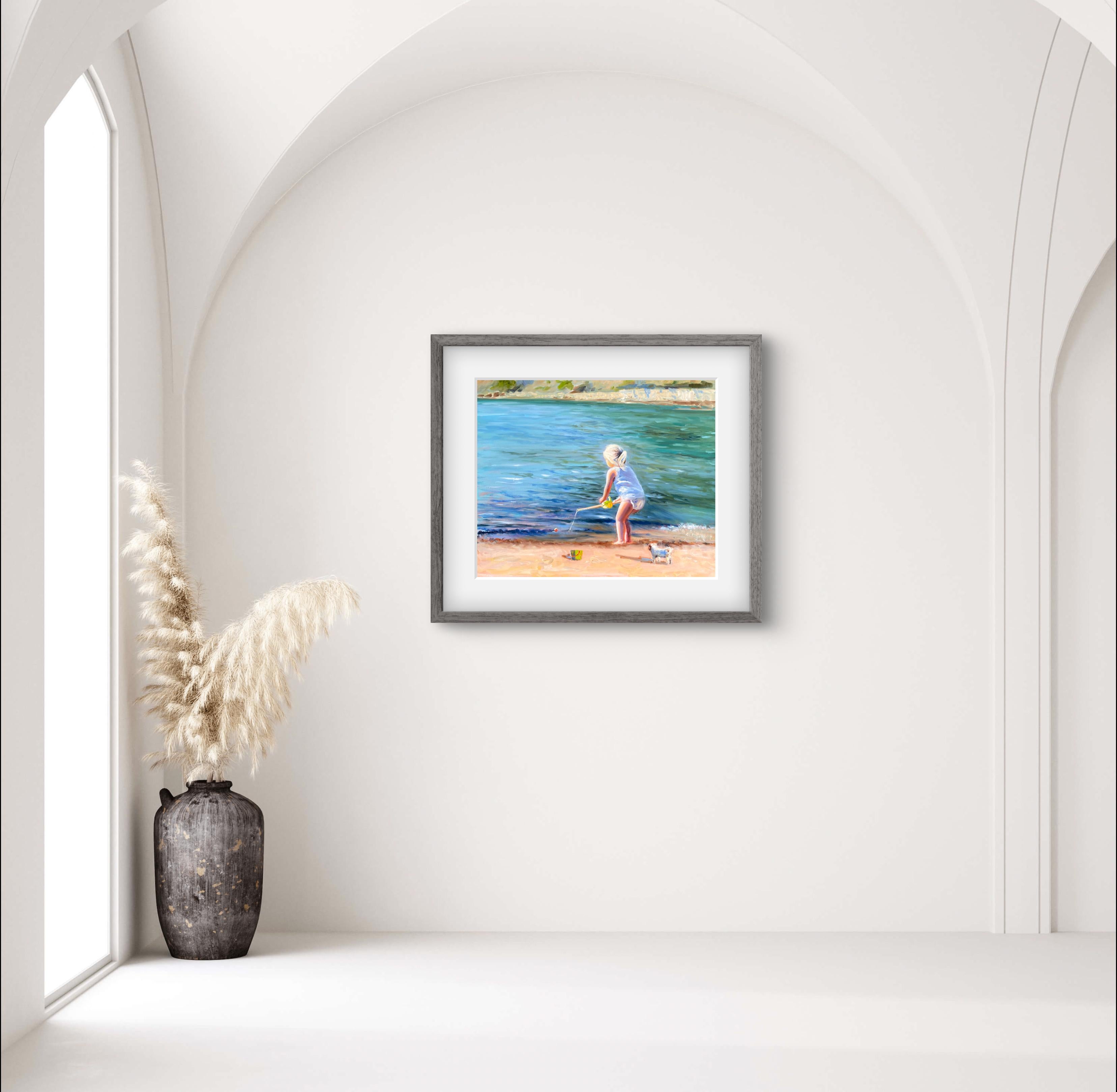 Game with waves - Realist Painting by Anzhelika Muzychenko 