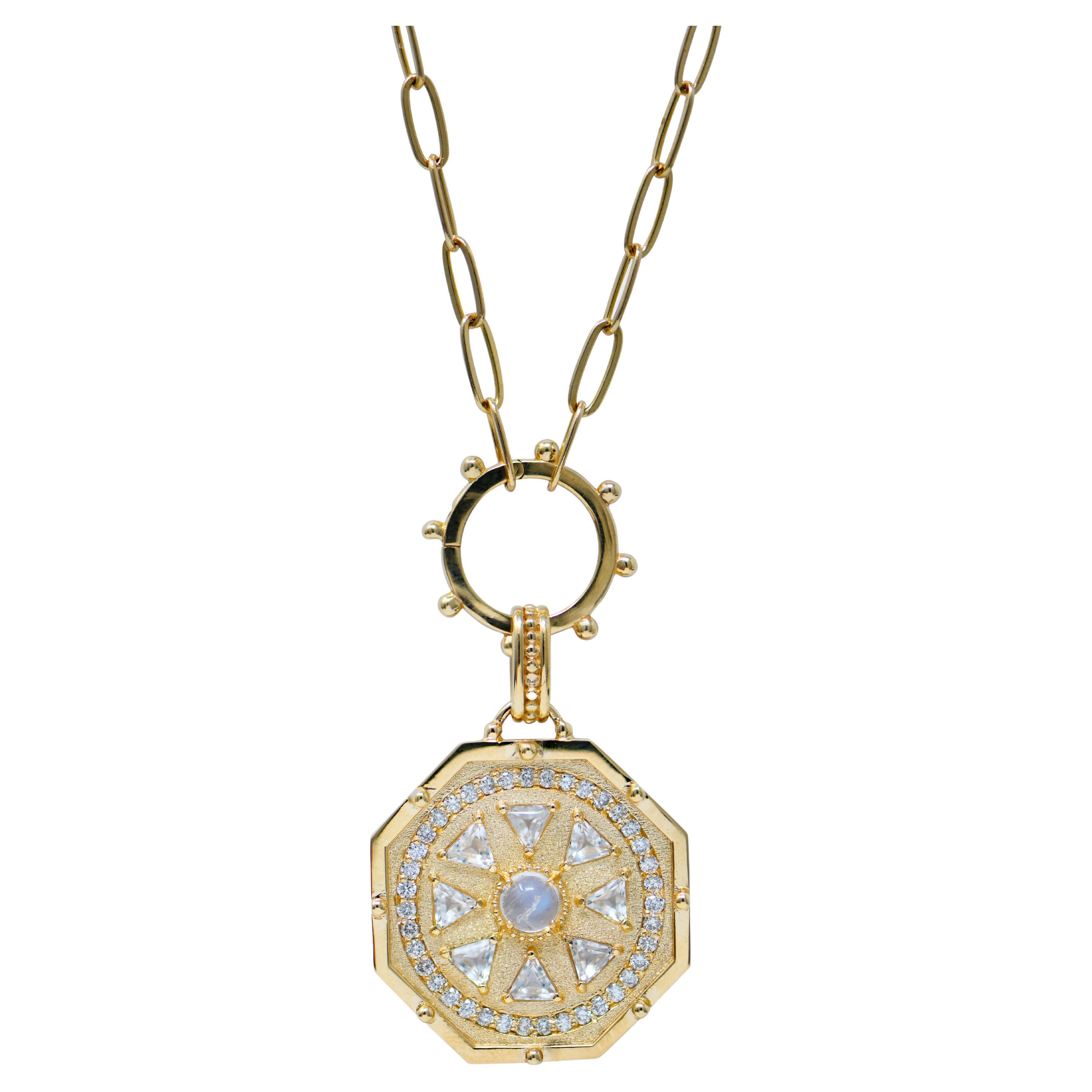 Anzie Deco Octagon Medallion Necklace For Sale