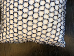 "Anzio" White & Navy Blue Wool Pillow by Le Lampade