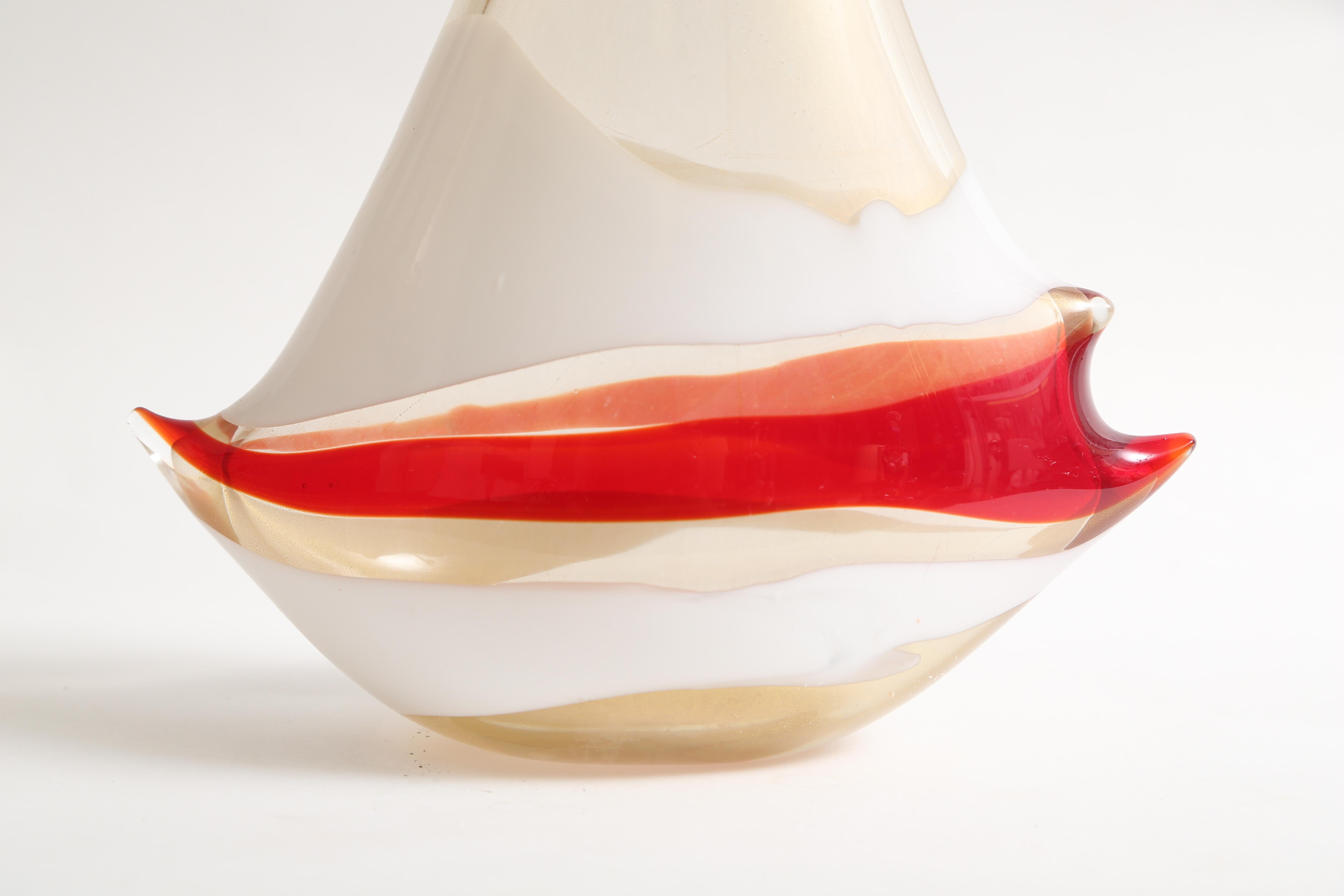 Italian Anzola Fuga Banded Asymmetrical Vase