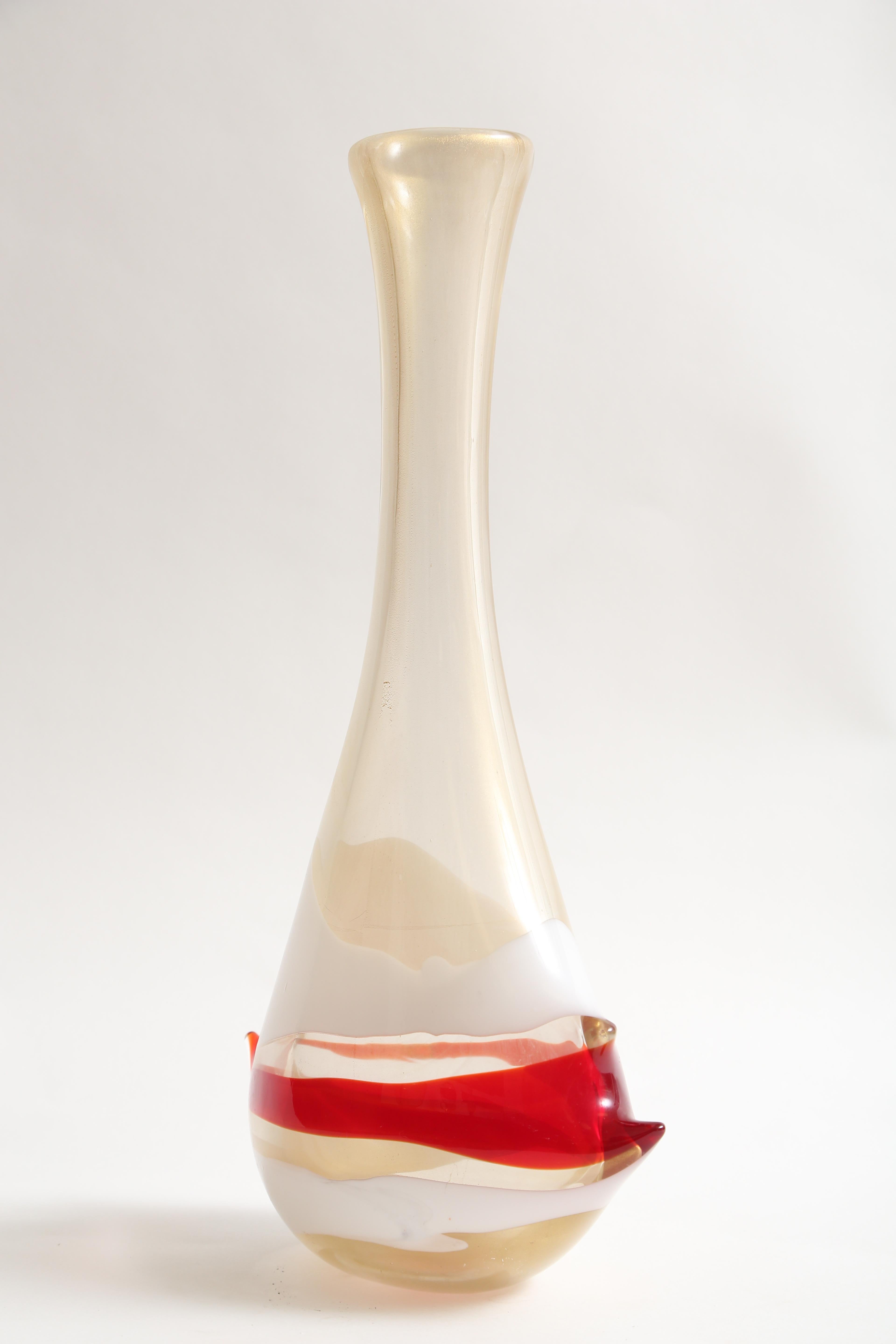 Mid-20th Century Anzola Fuga Banded Asymmetrical Vase