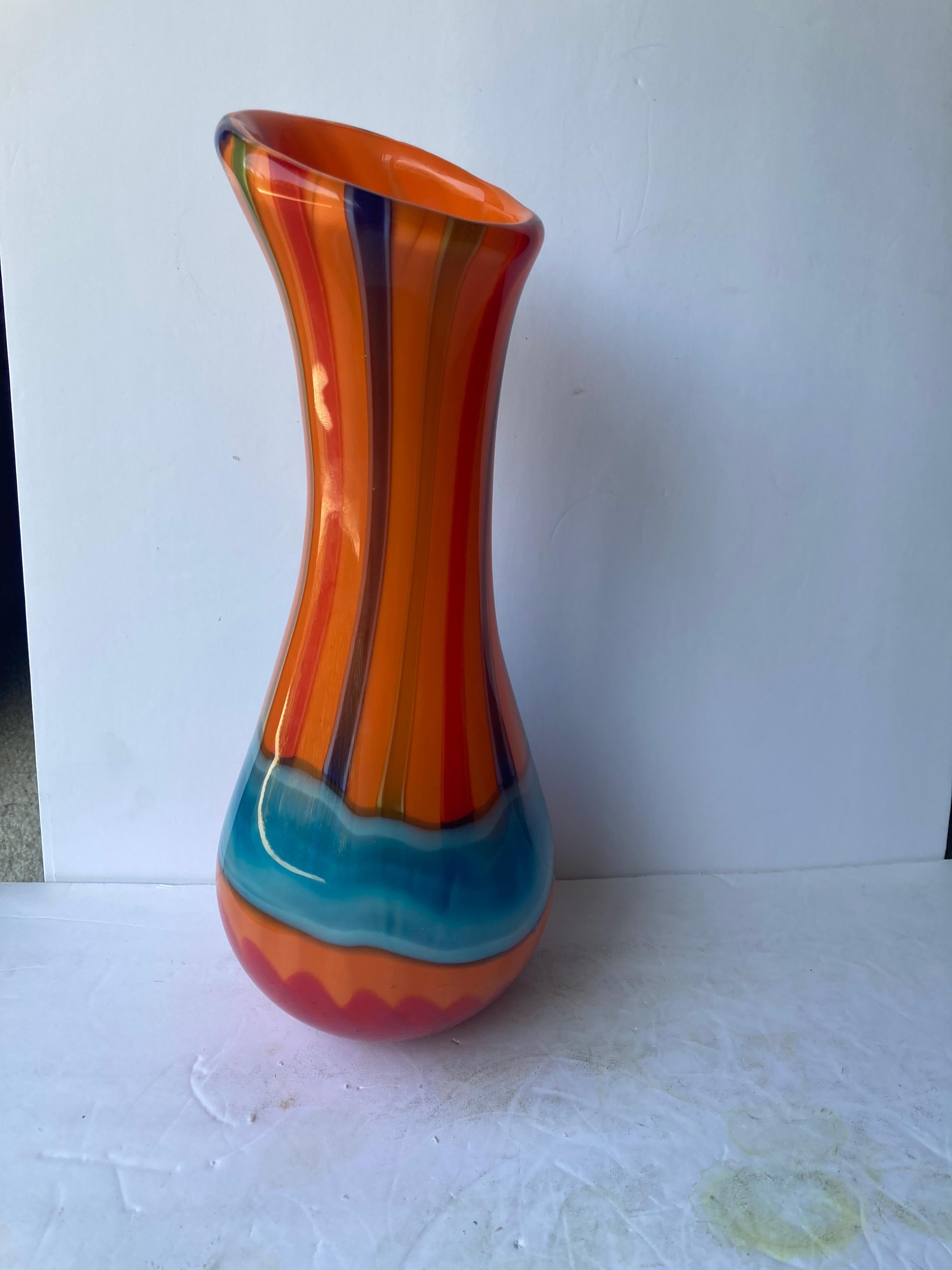 Italian Anzolo Fuga Attb Murano Glass Vase For Sale