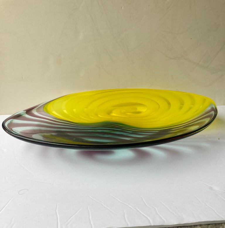 Anzolo Fuga Centerpiece/Charger, Large Bowl, Murano Glass by Avem In Good Condition For Sale In Los Angeles, CA