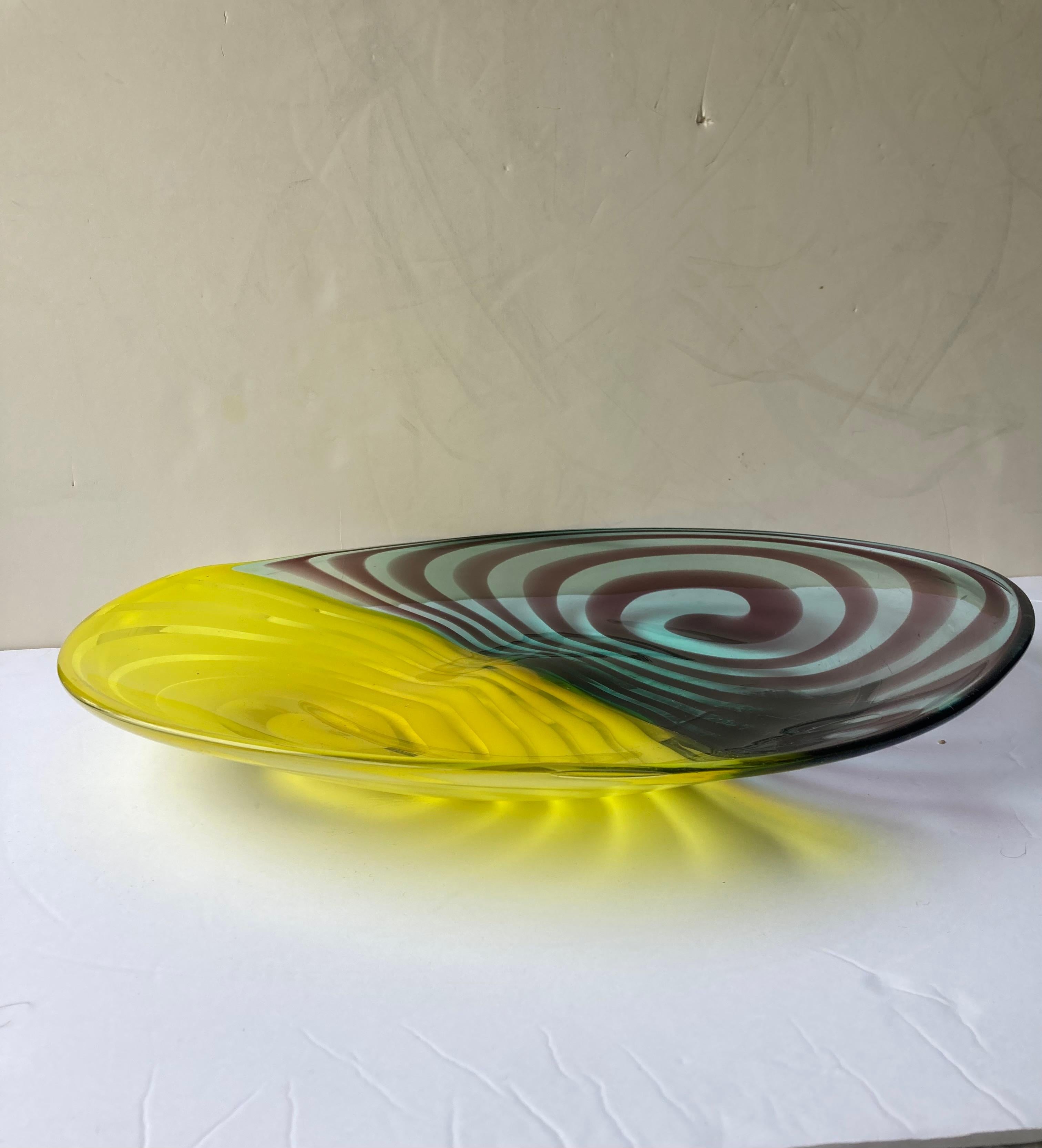 20th Century Anzolo Fuga Centerpiece/Charger, Large Bowl, Murano Glass by Avem For Sale