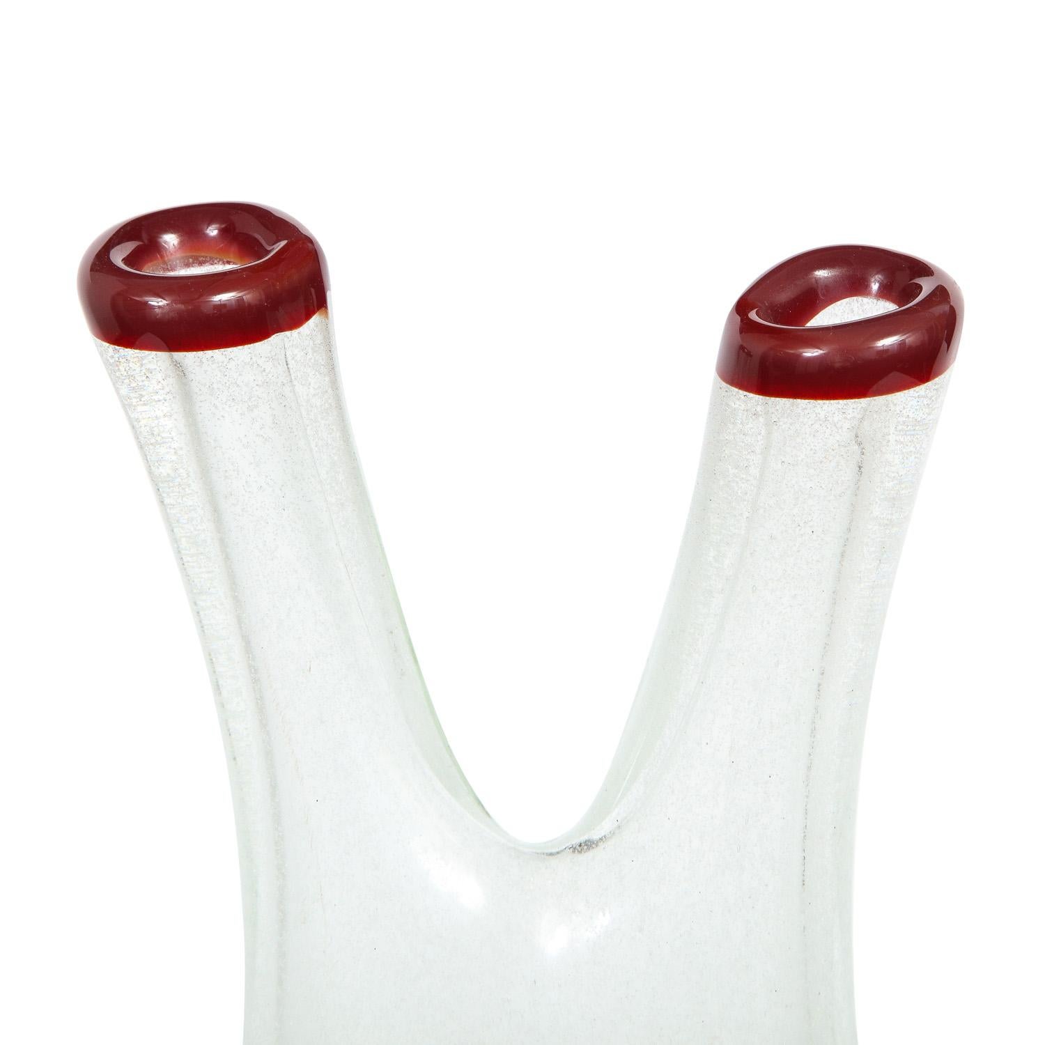 Italian Anzolo Fuga Colorful Pavone Vase with 2 Necks 1957-60 For Sale