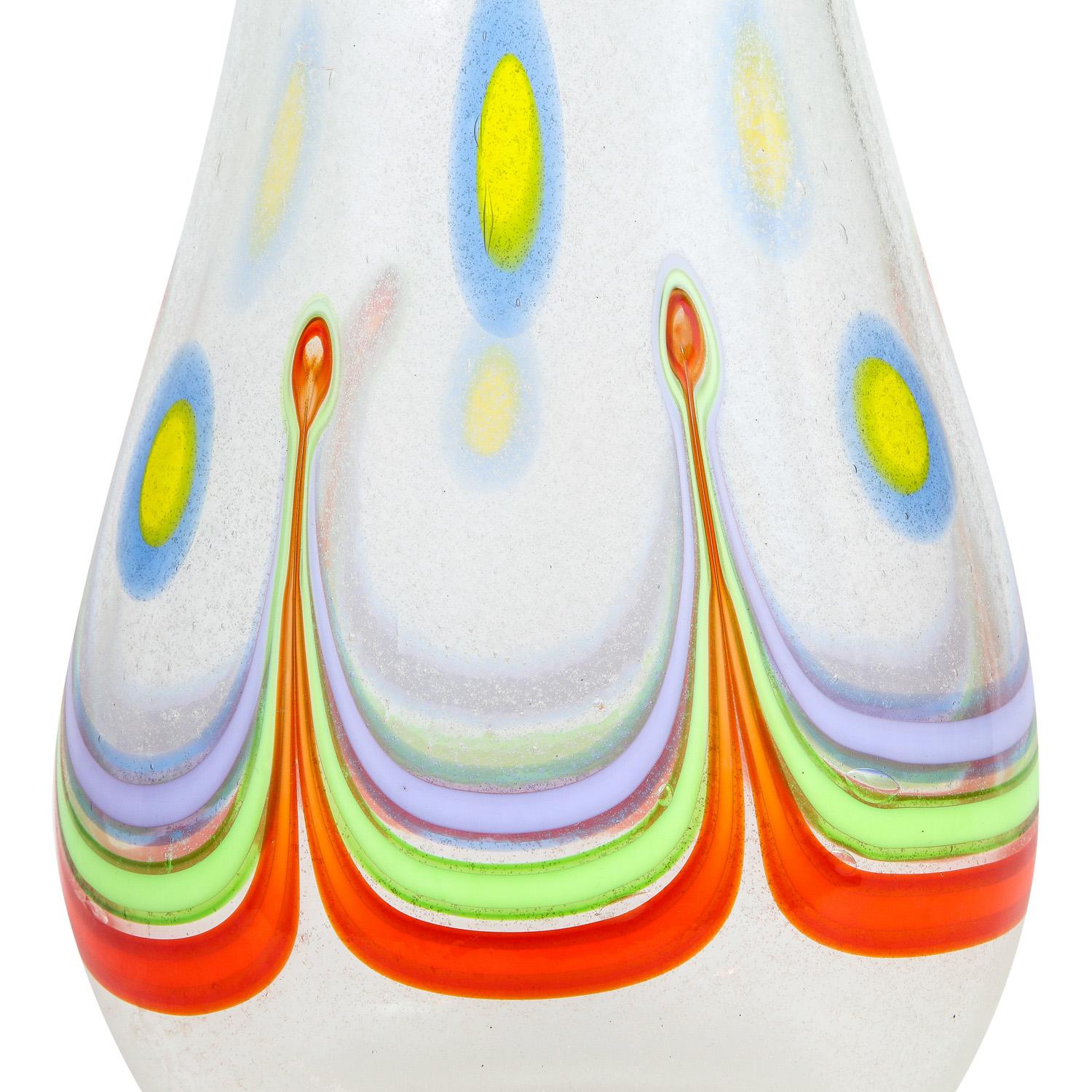 Bunte Pavone-Vase mit 2 Necken von Anzolo Fuga, 1957-60, farbenfrohe (Handgefertigt) im Angebot