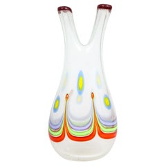 Anzolo Fuga Colorful Pavone Vase with 2 Necks 1957-60