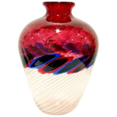 Exceptionnel vase en verre soufflé à la main avec fragments de verre Anzolo Fuga, années 1960