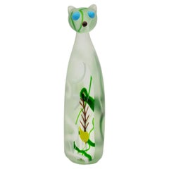 Anzolo Fuga Exquisite Hand-Blown Glass Cat with Fish Bones Inside 1950s