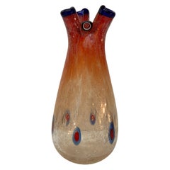 Anzolo Fuga for A.V.E.M Midcentury Blown Murano Glass 3 Mouths "A Cerchi" Vase
