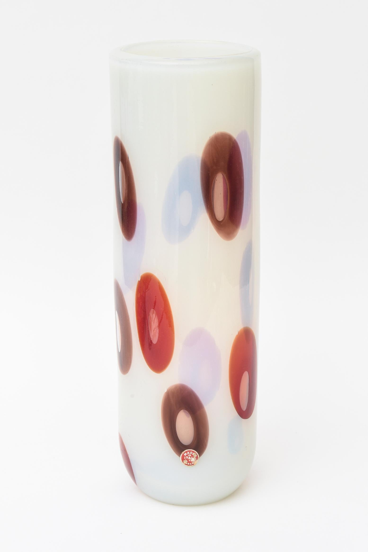 Anzolo Fuga für Avem Opalescent Murano Rot, Lila Murrine Glas Vase Vintage (Moderne der Mitte des Jahrhunderts) im Angebot