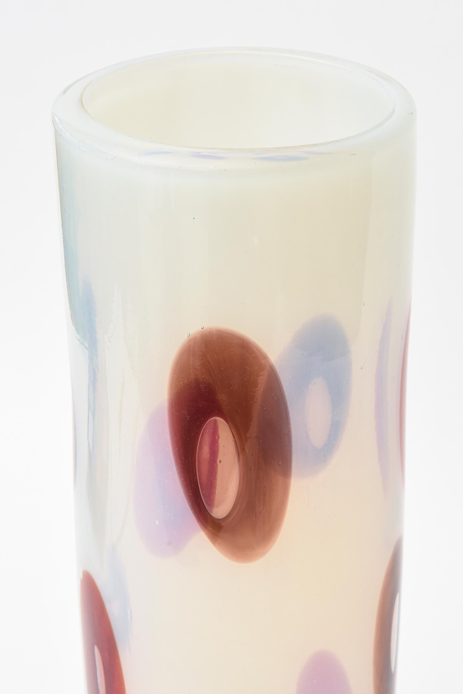 Anzolo Fuga für Avem Opalescent Murano Rot, Lila Murrine Glas Vase Vintage (Mitte des 20. Jahrhunderts) im Angebot