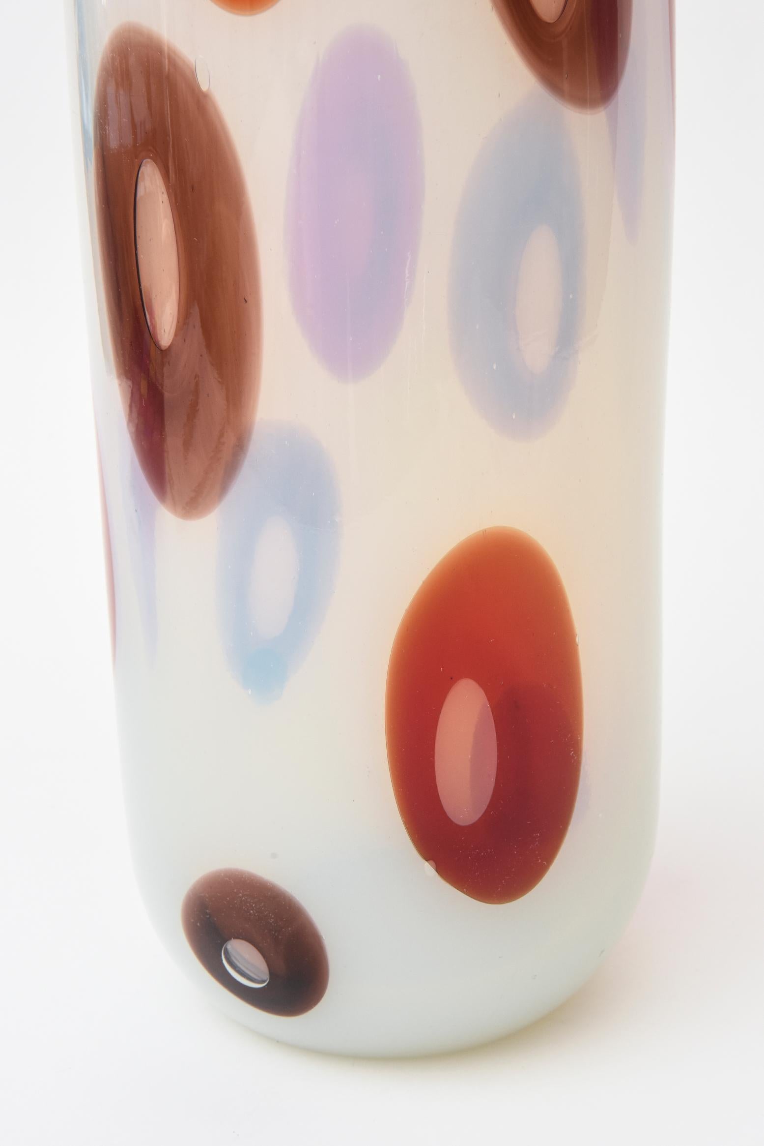 Mid-20th Century Anzolo Fuga for Avem Opalescent Murano Red, Purple Murrine Glass Vase Vintage For Sale
