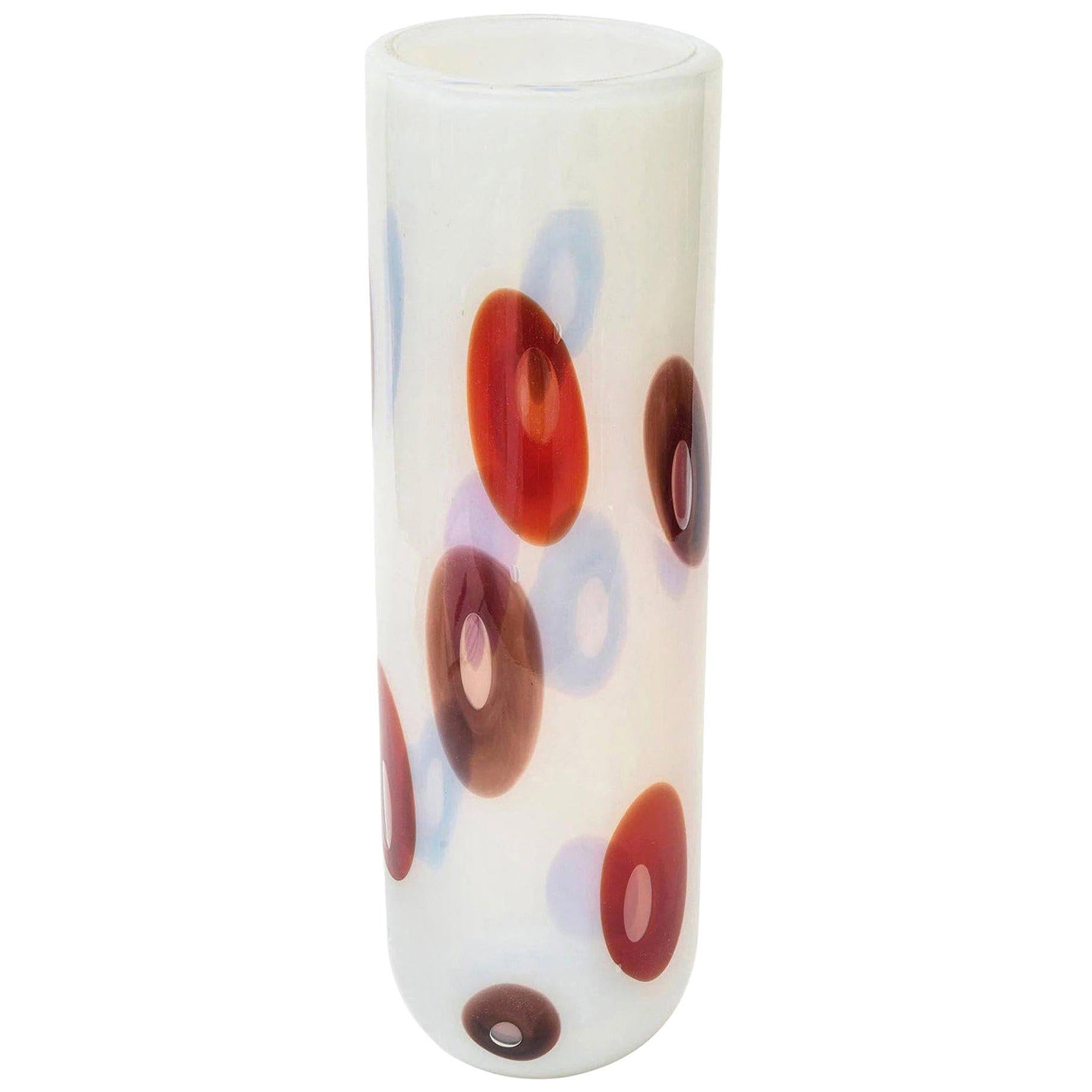 Anzolo Fuga for Avem Opalescent Murano Red, Purple Murrine Glass Vase Vintage