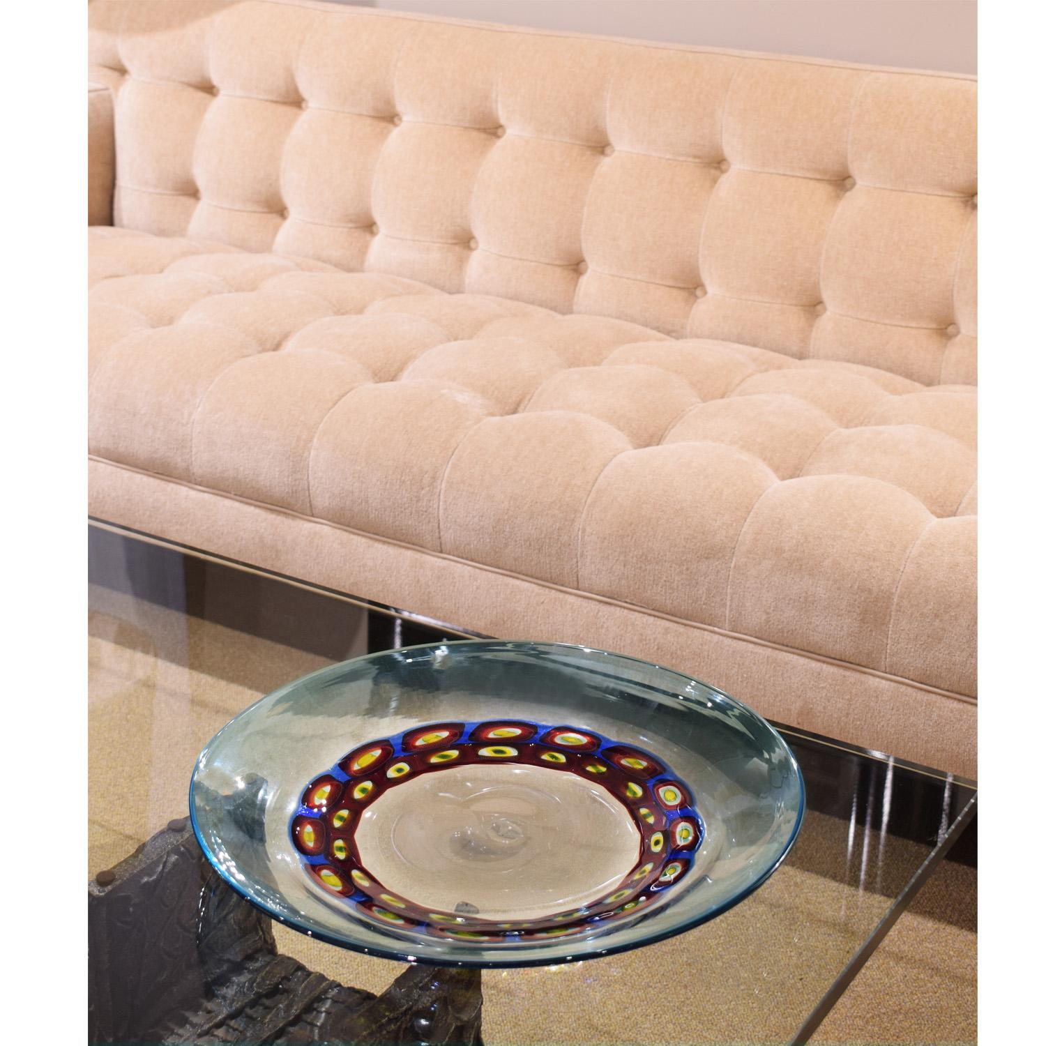 Italian Anzolo Fuga Hand-Blown Glass Charger with Rings of Murrhines 1950s For Sale