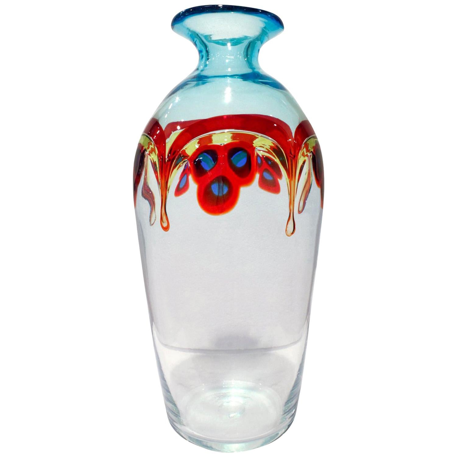 Vase „Pavone“ aus mundgeblasenem Glas von Anzolo Fuga, 1950er Jahre im Angebot