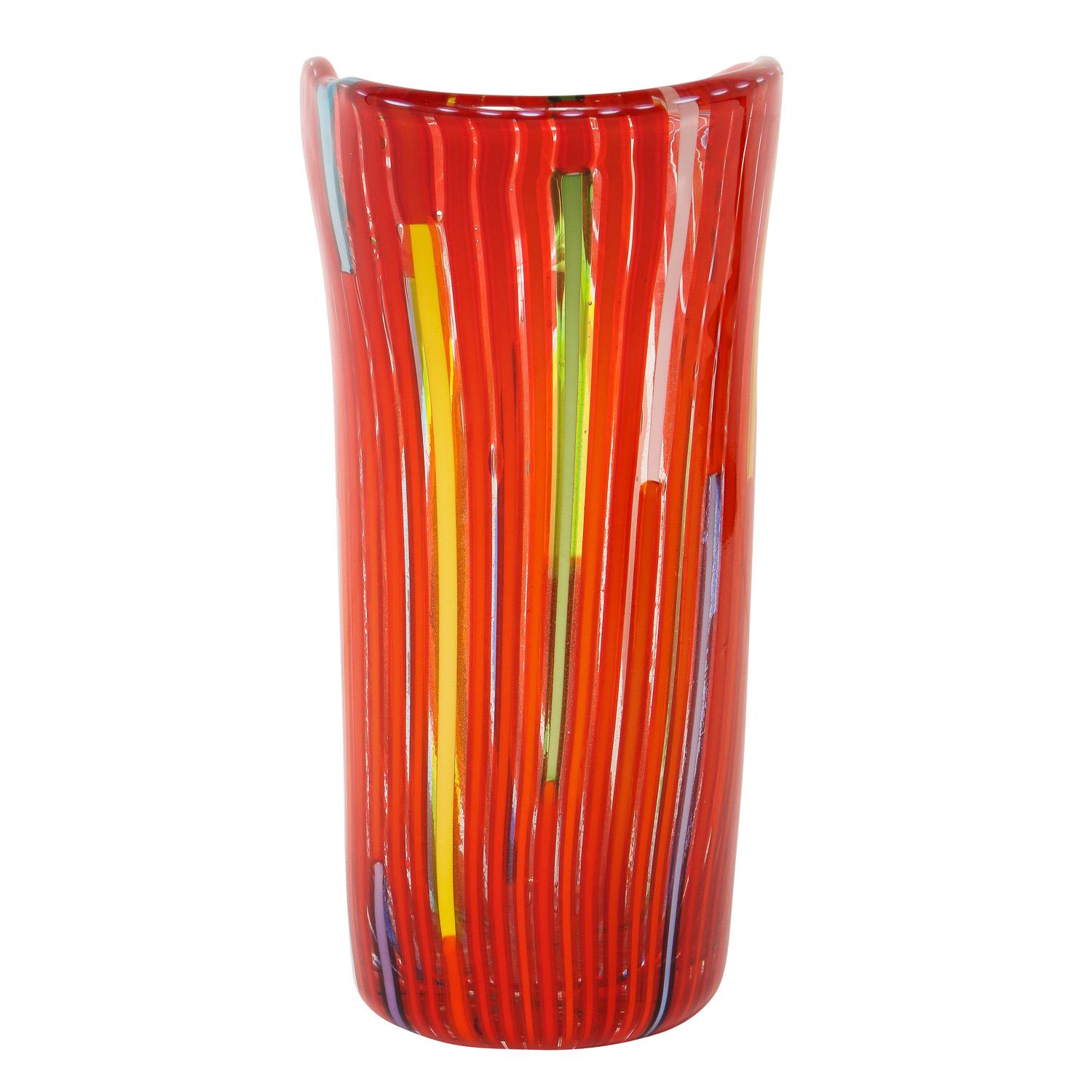 Mid-Century Modern Anzolo Fuga Hand-Blown Vase with Multicolor Vertical Rods 1955-56