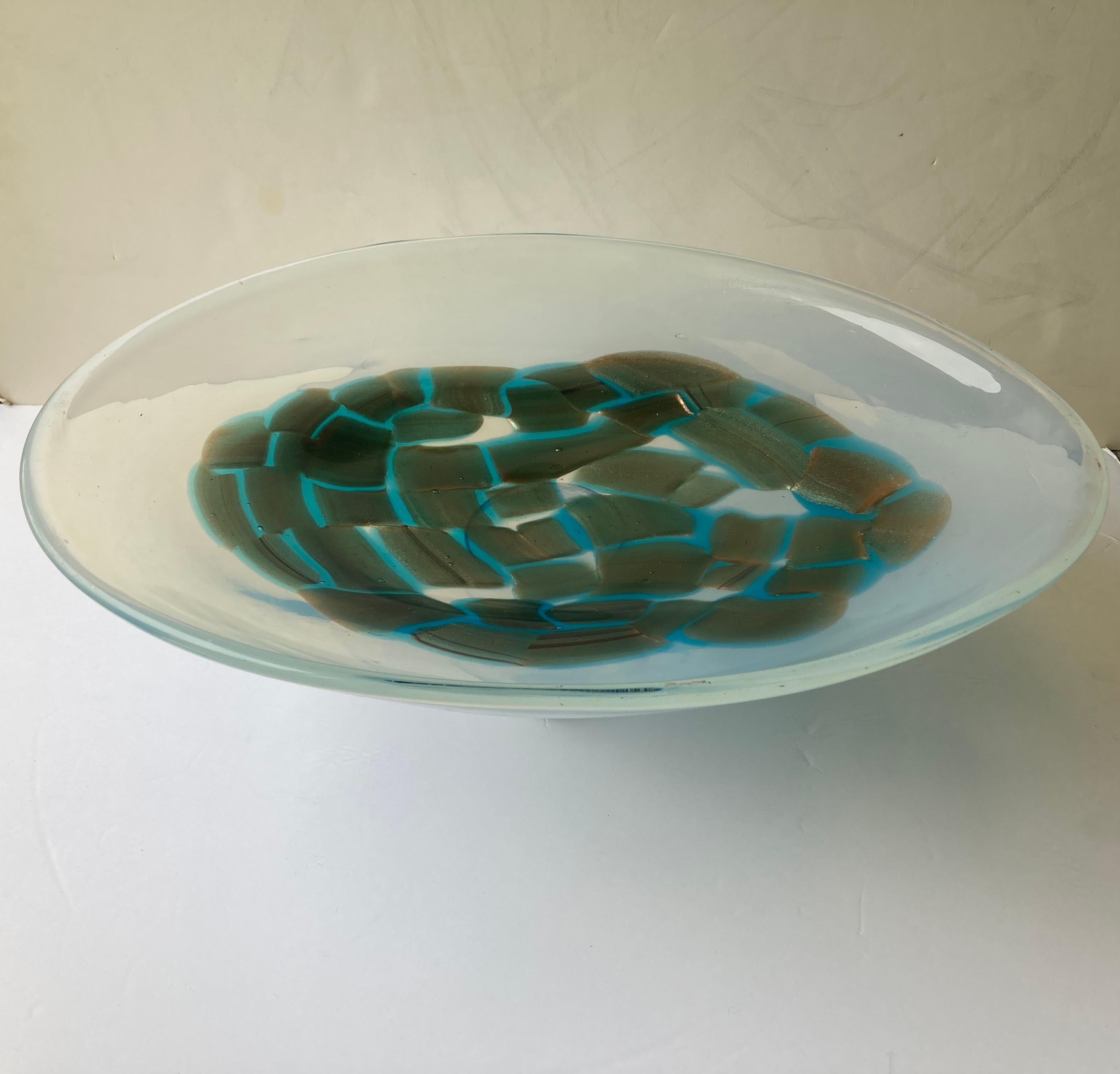 Hand-Crafted Anzolo Fuga , large bowl/centerpiece Murano glass for AVEM . For Sale