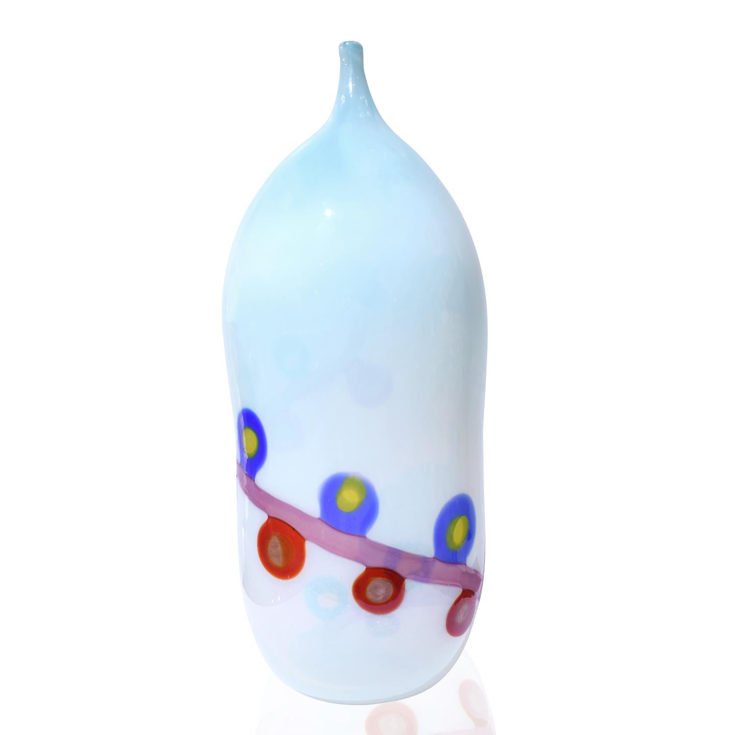 Mid-Century Modern Anzolo Fuga Large Hand Blown Glass Bottle with Colorful Murrhines, 1959-1960