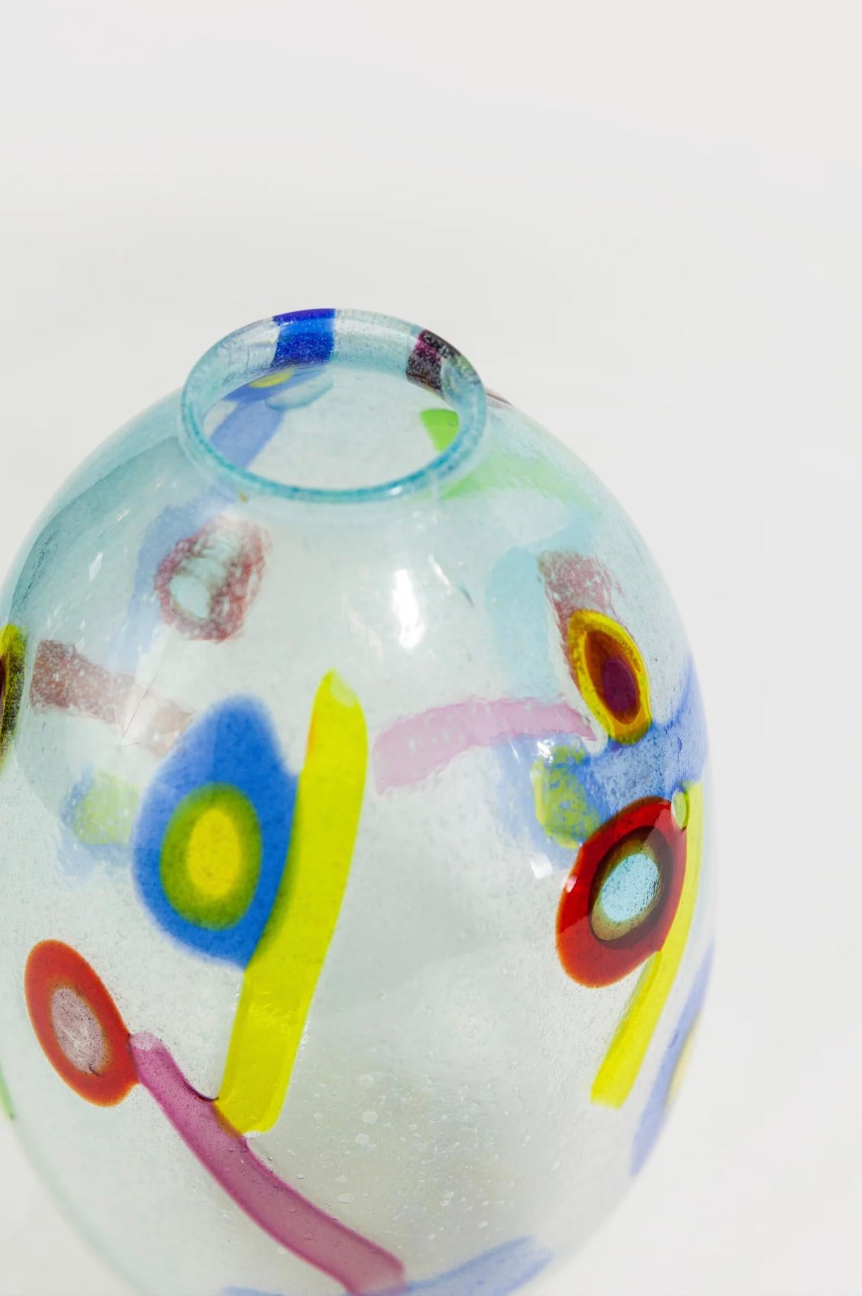 Italiano Anzolo Fuga Vaso in vetro di Murano Incatenato 1960s Colore azzurro in vendita