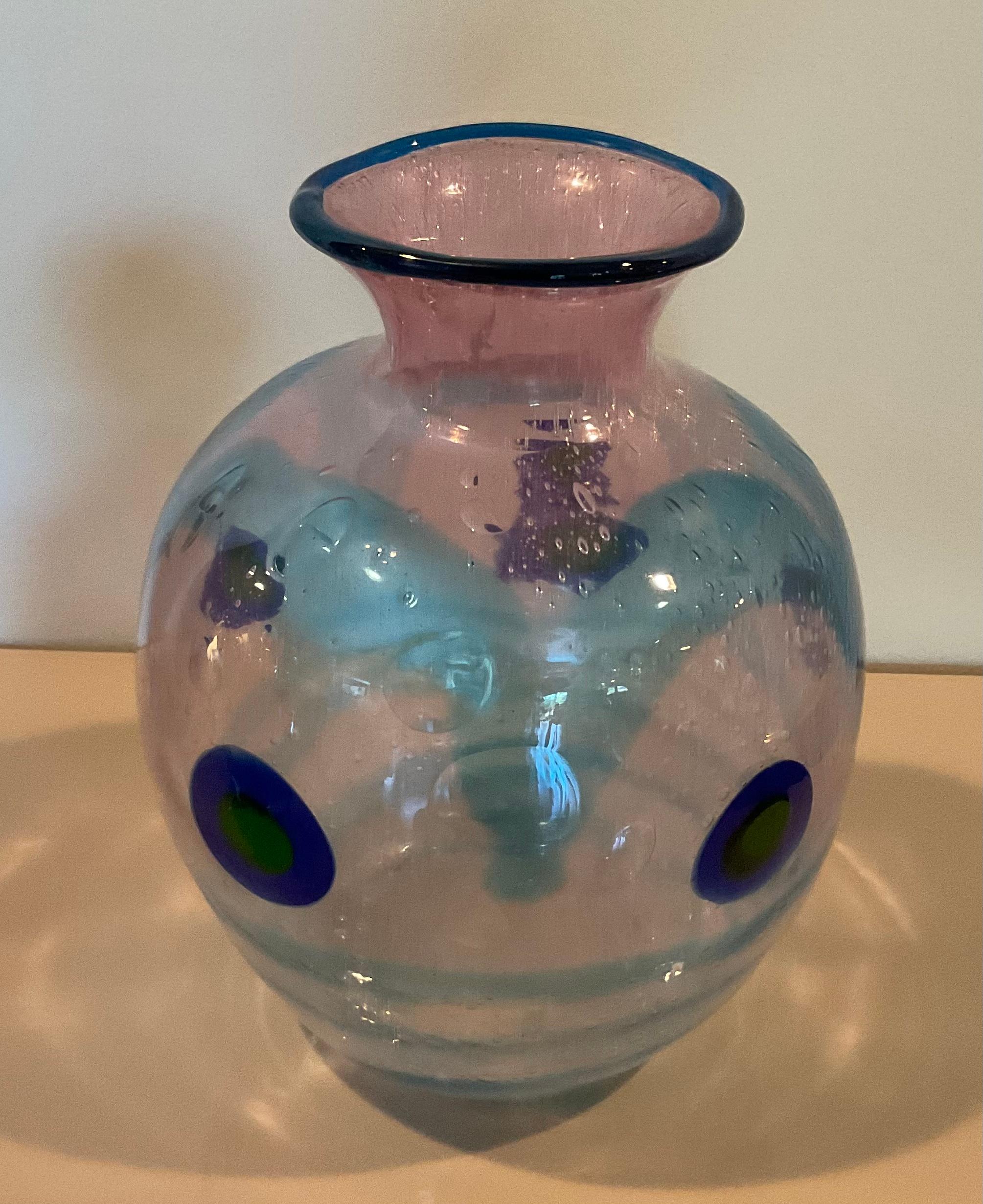 Italian Anzolo Fuga Murano Pavone Vase circa 1957 to 1960 Murrine Decoration For Sale