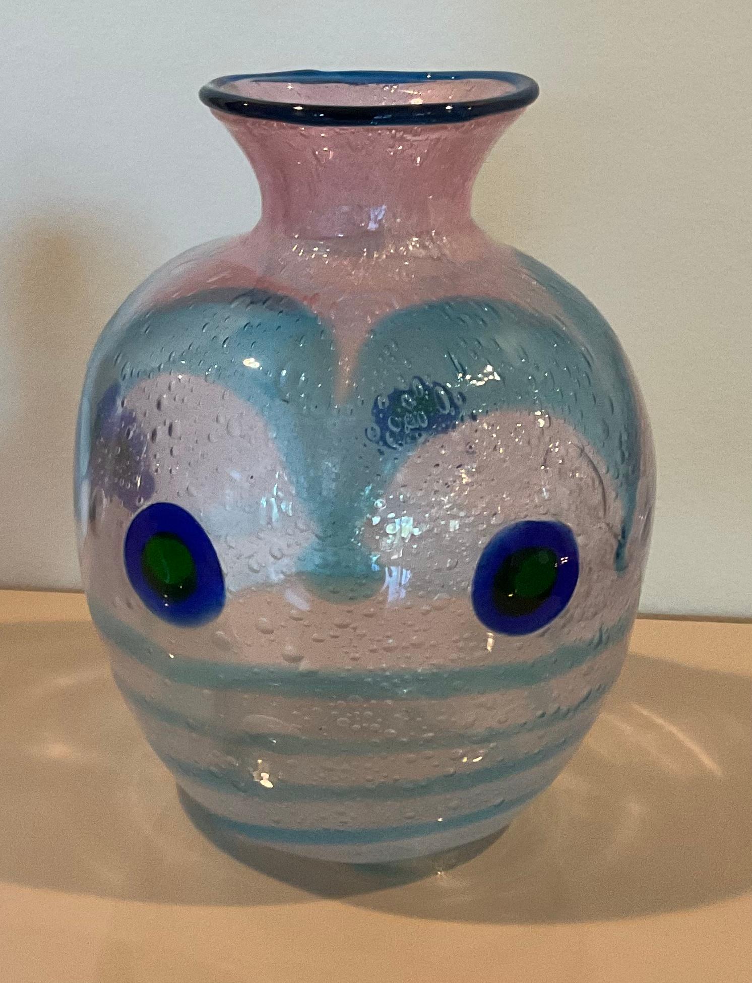 Anzolo Fuga Murano Pavone Vase circa 1957 to 1960 Murrine Decoration In Good Condition For Sale In Ann Arbor, MI