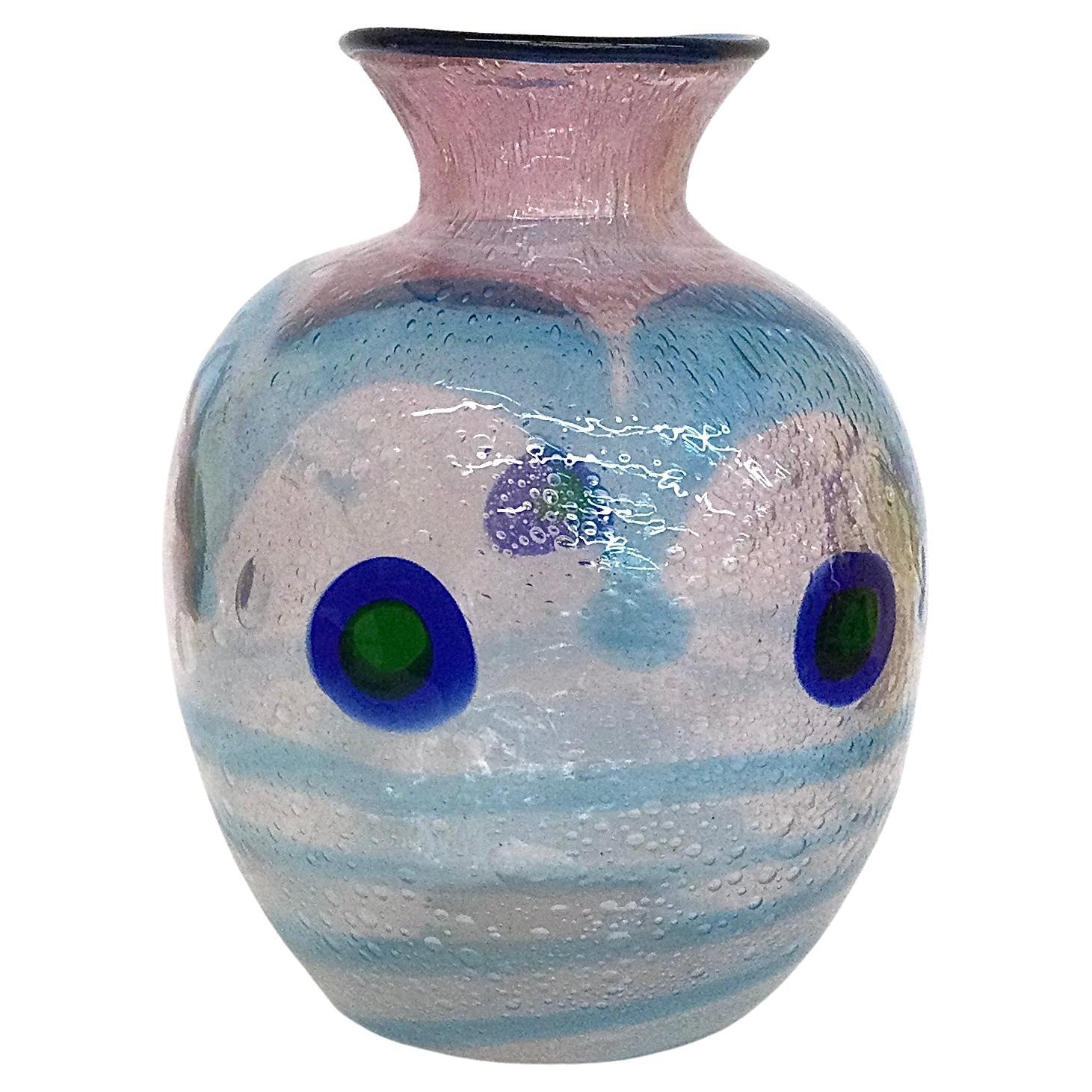 Anzolo Fuga Murano Pavone Vase circa 1957 to 1960 Murrine Decoration For Sale