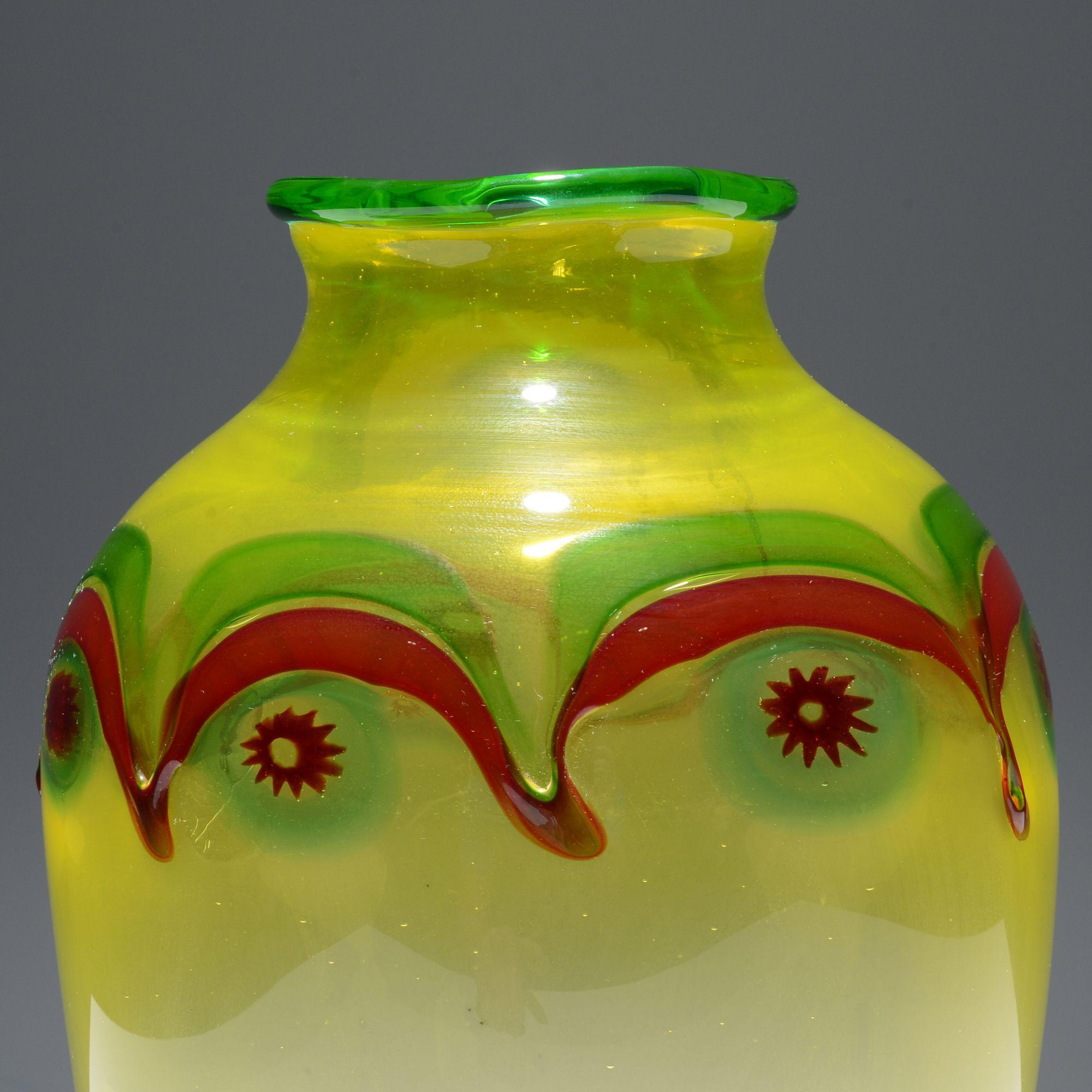 Modern Anzolo Fuga PAVONE / MURRINE INCATENATE Series Vase, 12.75