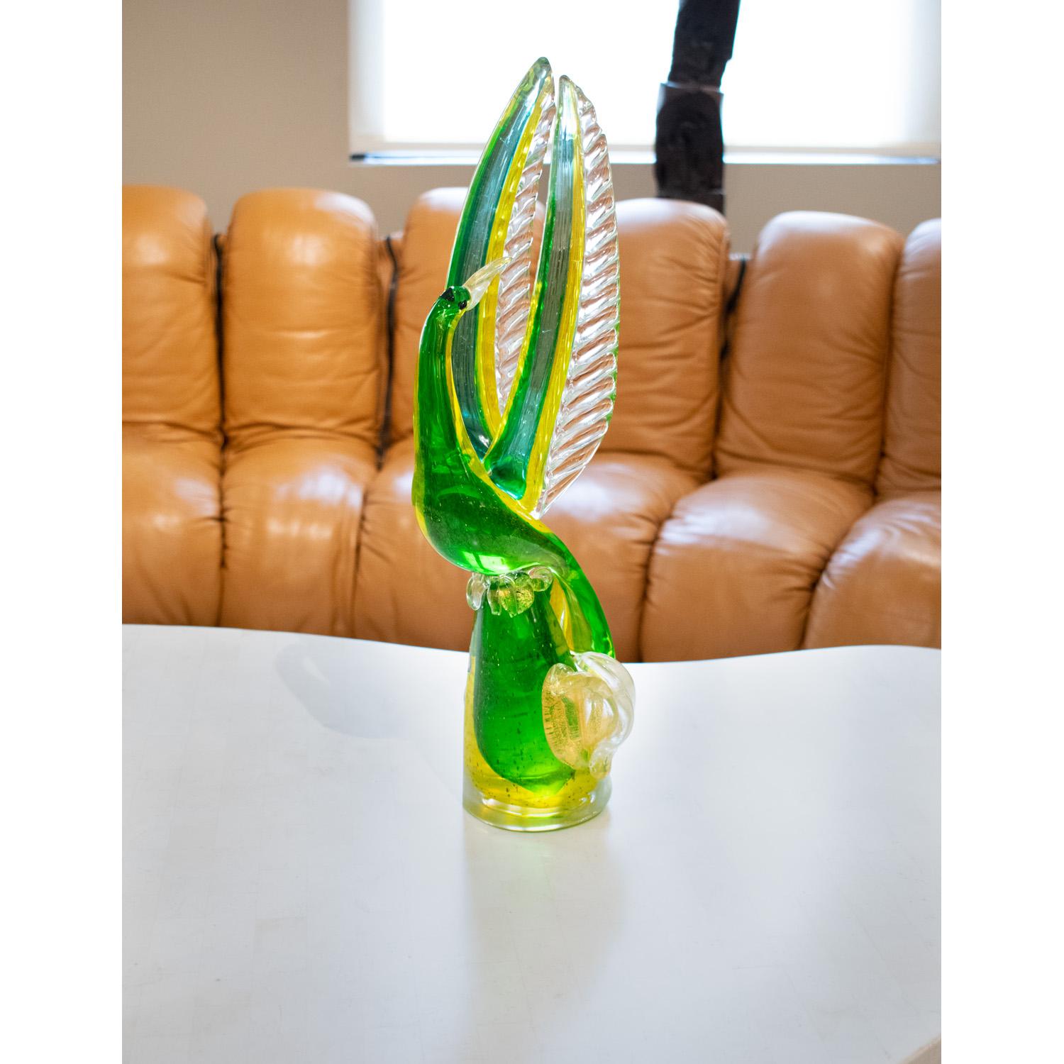Seltene und bedeutende große mundgeblasene Glasvogel-Skulptur aus Anzolo Fuga, ca. 1957 im Angebot 1