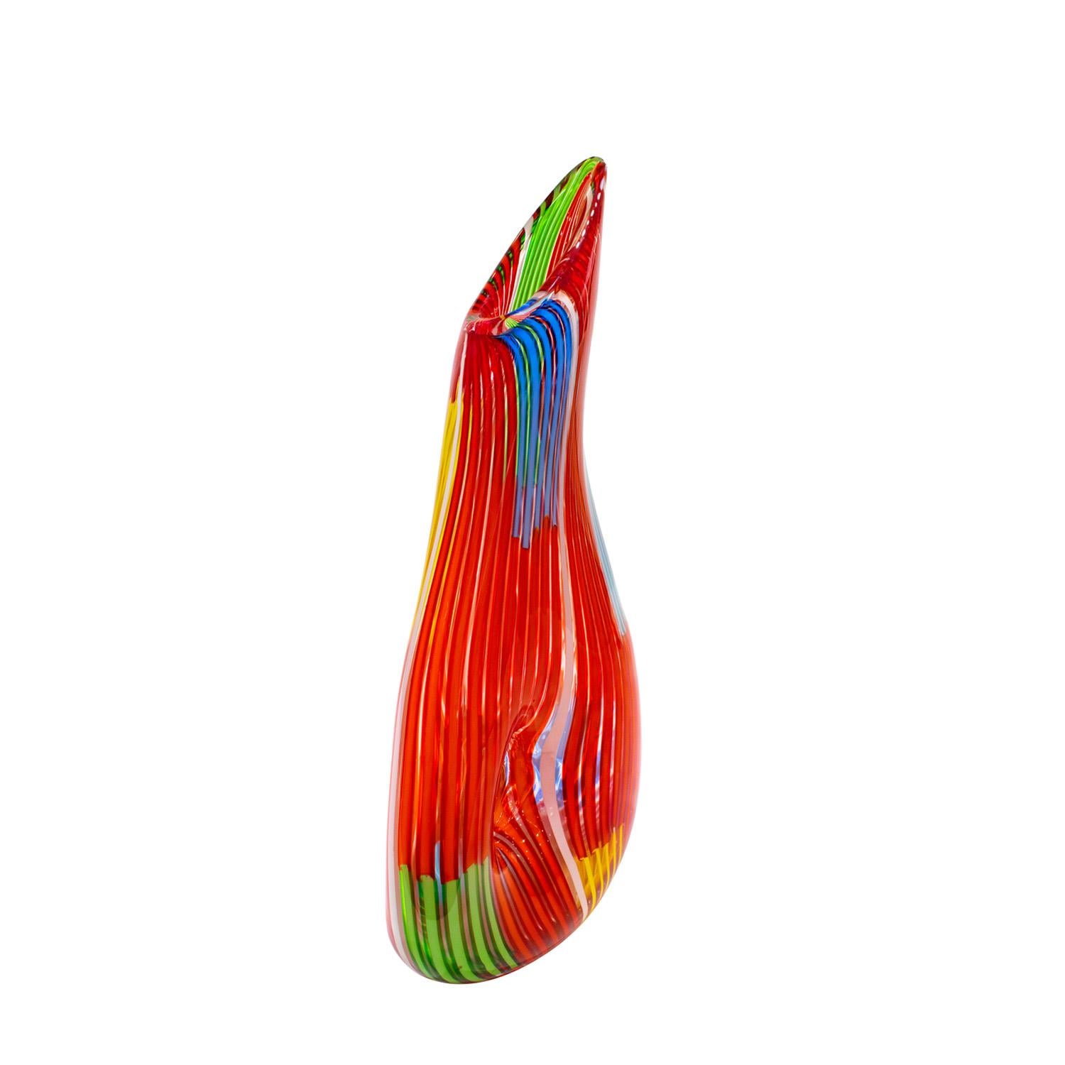 Mid-Century moderno Anzolo Fuga Raro e grande vaso in vetro soffiato a mano 