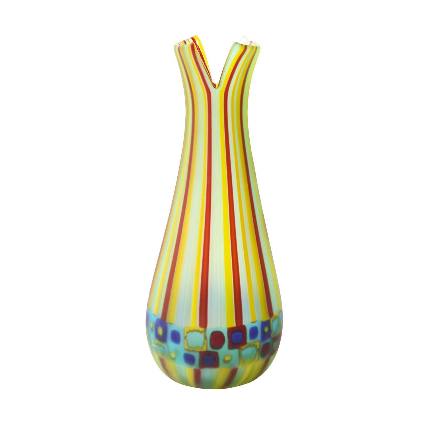 Modern Anzolo Fuga Rare Hand Blown Glass Vase with Corroso Finish 1958-60