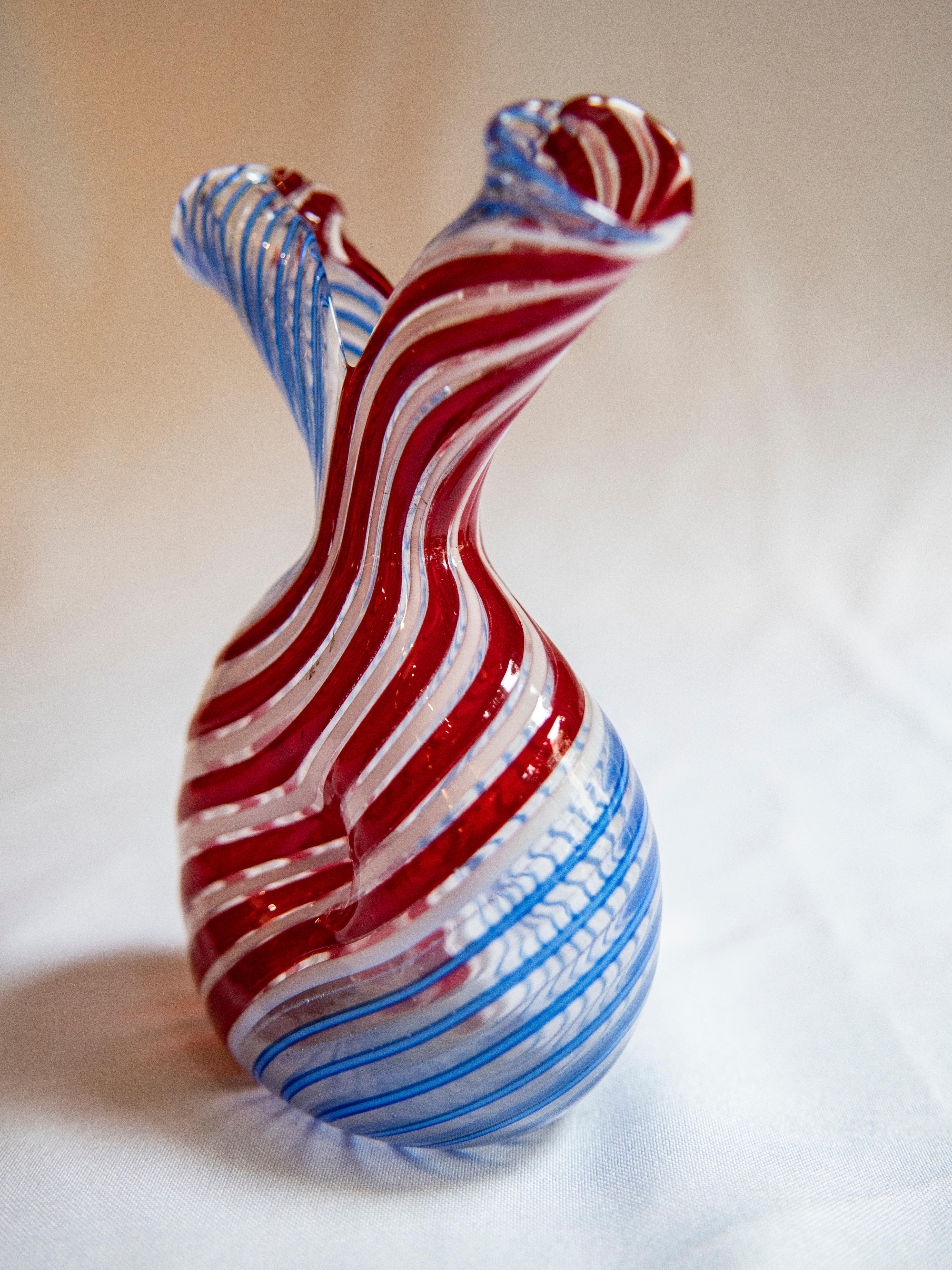 Italian Rare Handblown Vase Glass, 1960s For Sale